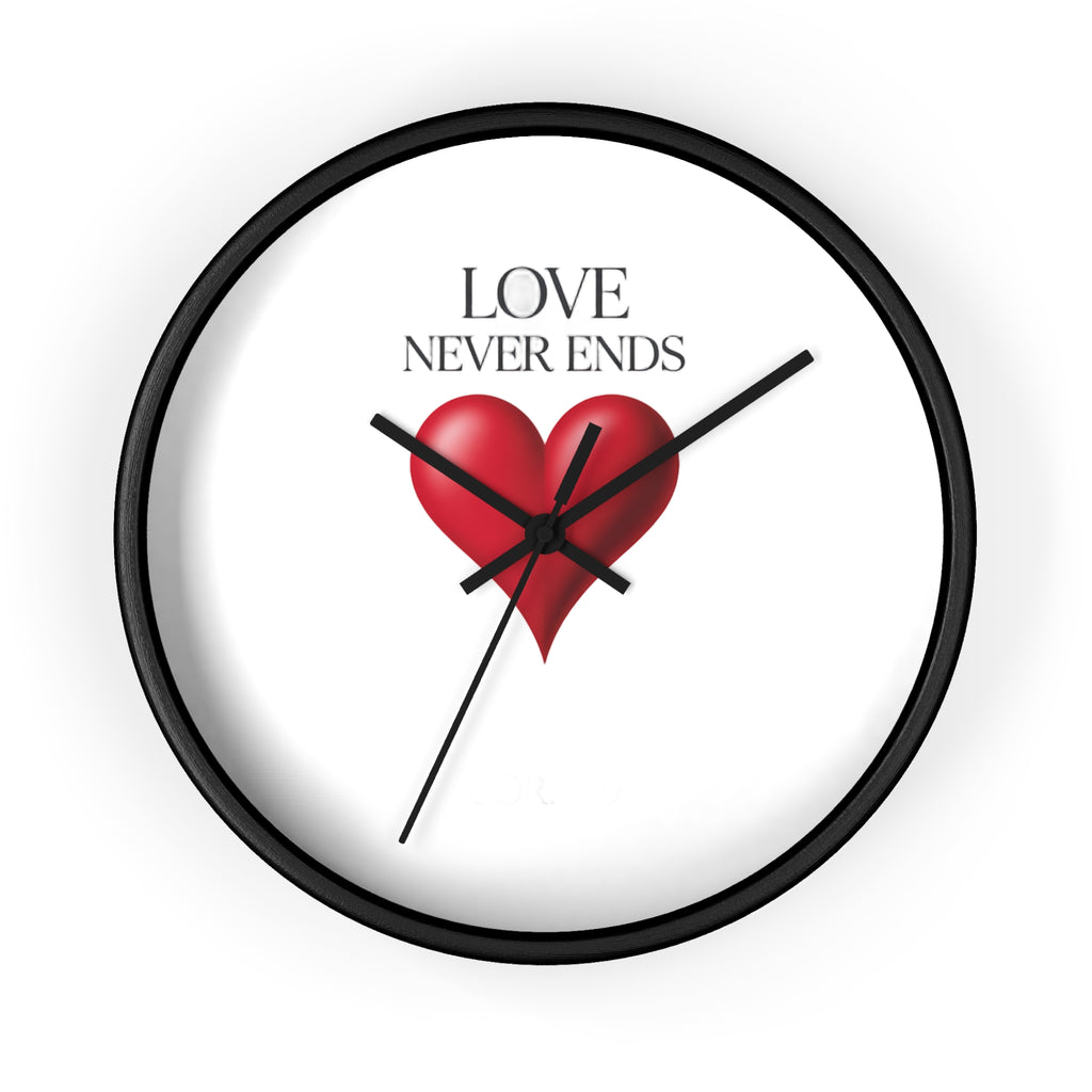Wall Clock — "Love Never Ends" Heart Decorative Wall Clock | Romantic Home Decor, Valentine’s Day Gift