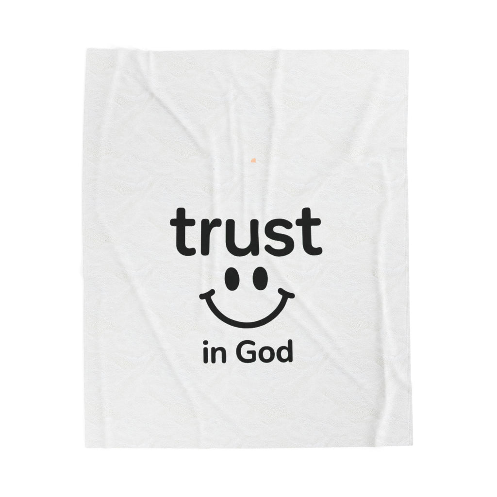 Velveteen Plush Blanket — “Trust in God” Smile Design Cozy Christian Throw