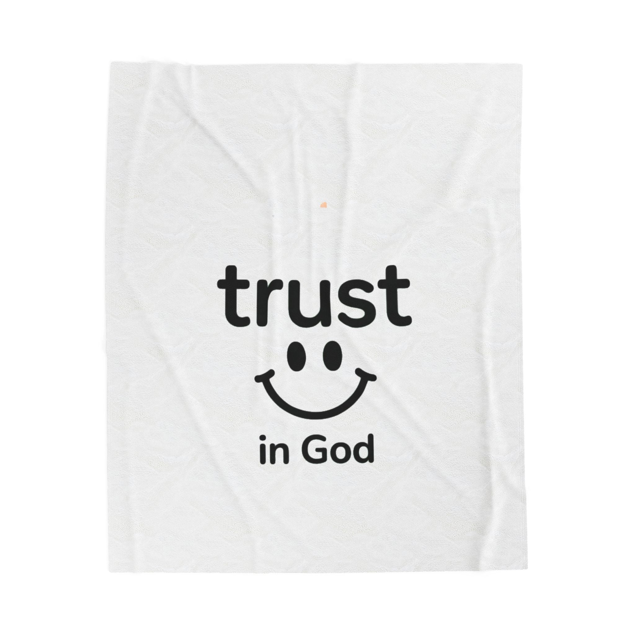 Velveteen Plush Blanket — “Trust in God” Smile Design Cozy Christian Throw