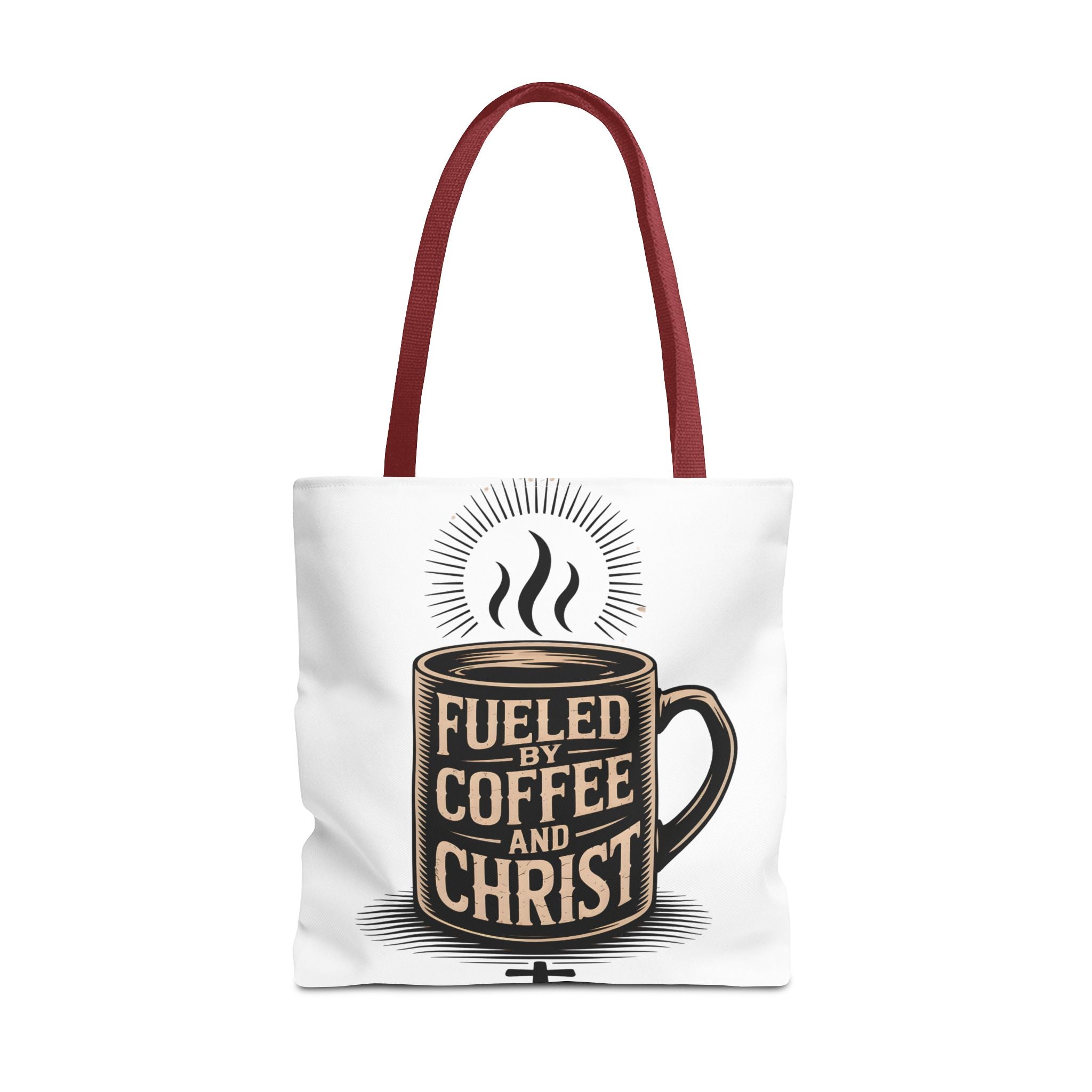 Christian Coffee Tote Bag - "Fueled by Coffee and Christ" Canvas Grocery & Church Bag
