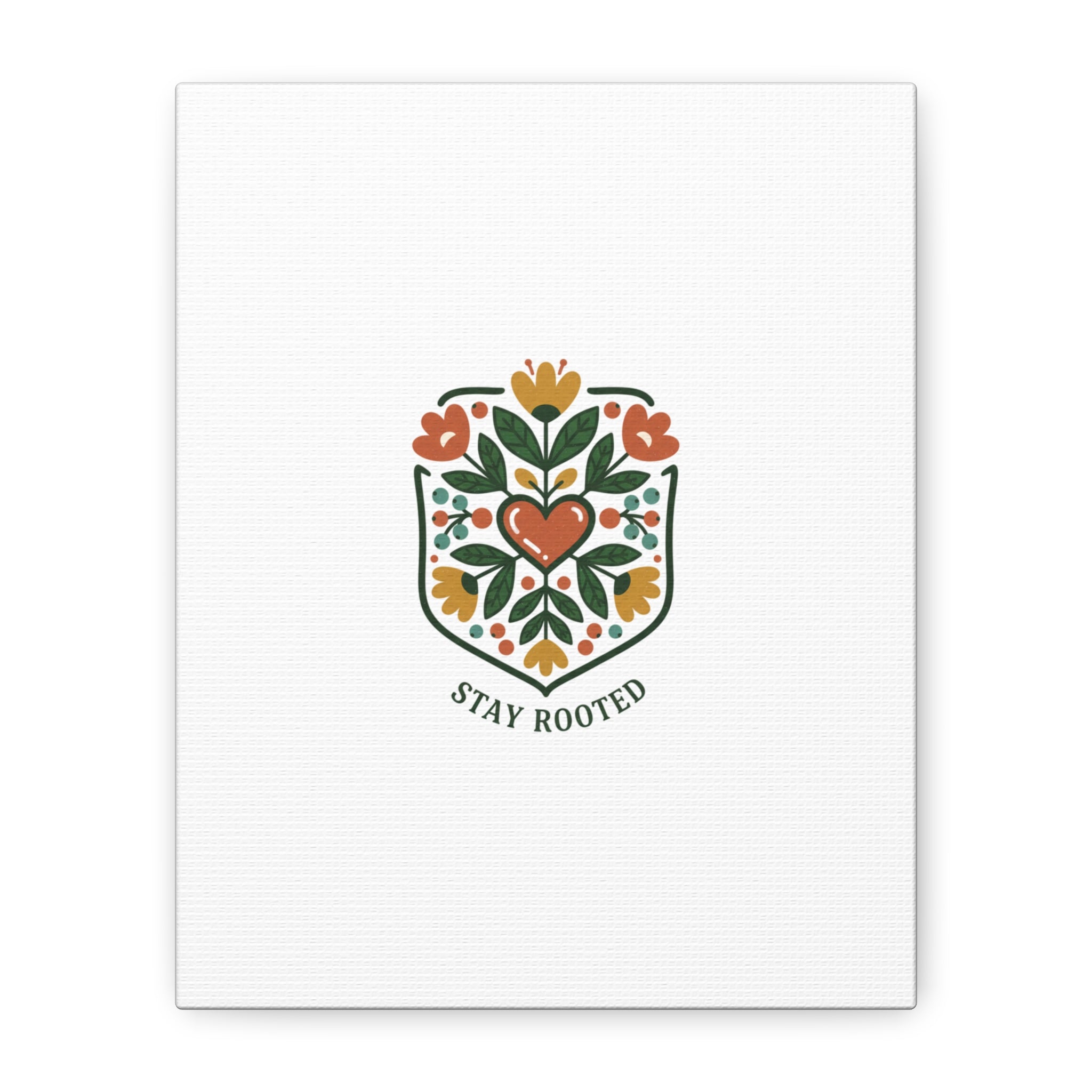 Stay Rooted Botanical Canvas — Hand-Drawn Folk Art Wall Print