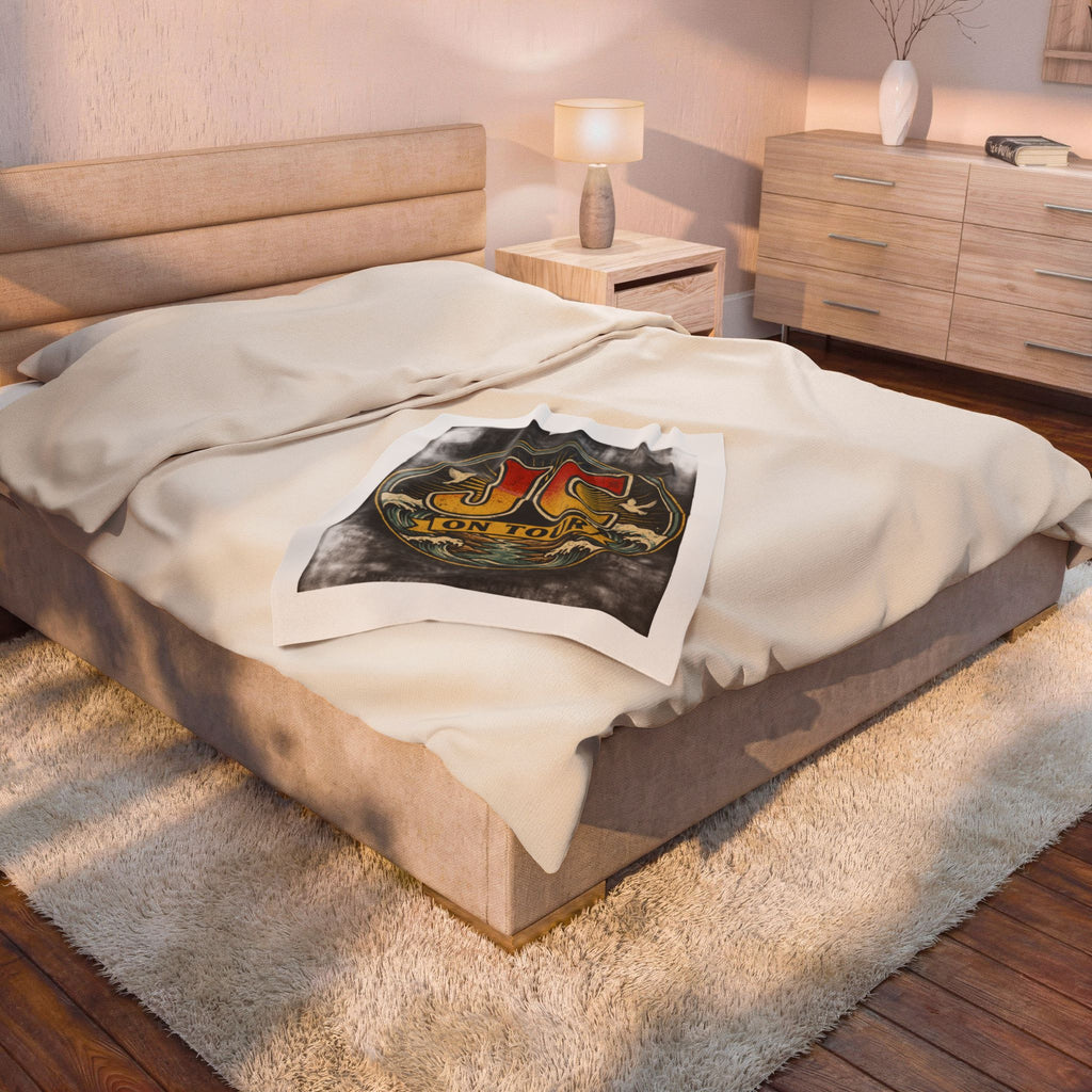 Velveteen Plush Blanket — "JC On Tour" Vintage Tour Logo Throw