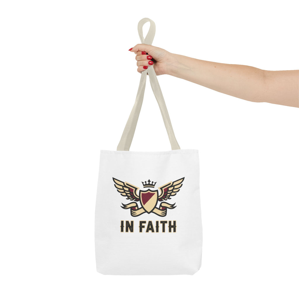 Faith Crest Tote Bag — "In Faith" Winged Shield Everyday Carry
