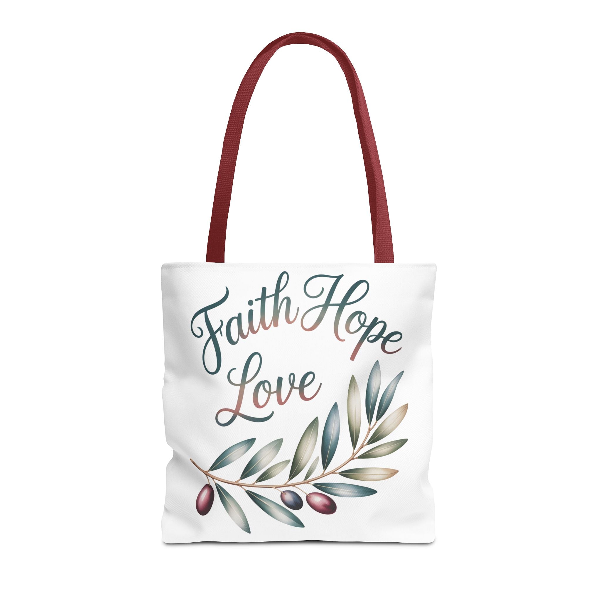 Faith Hope Love Floral Tote Bag — Inspirational Scripture Quote Canvas Carryall