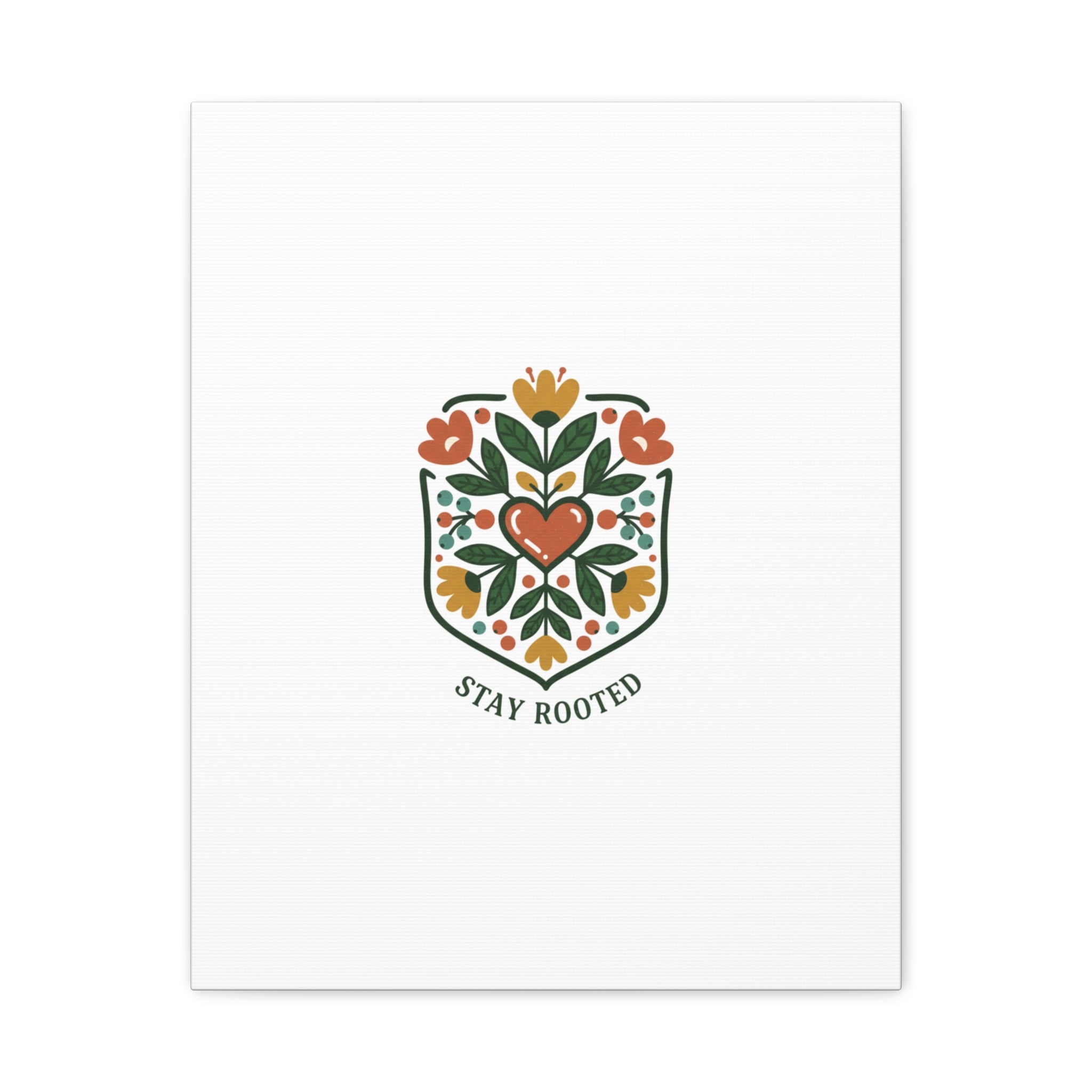 Stay Rooted Botanical Canvas — Hand-Drawn Folk Art Wall Print