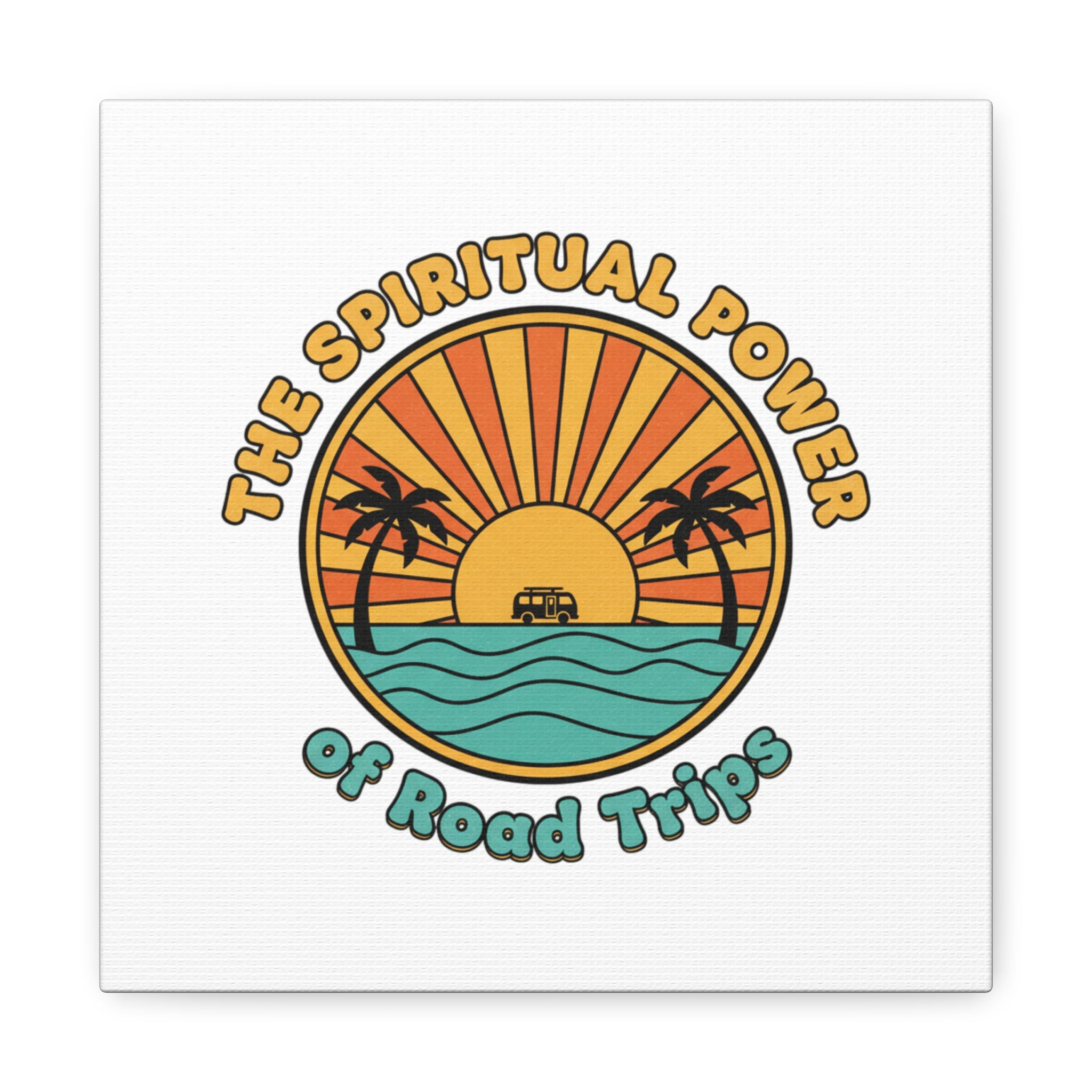 Spiritual Road Trips Canvas | 1970s Sunset Retro Palm Poster