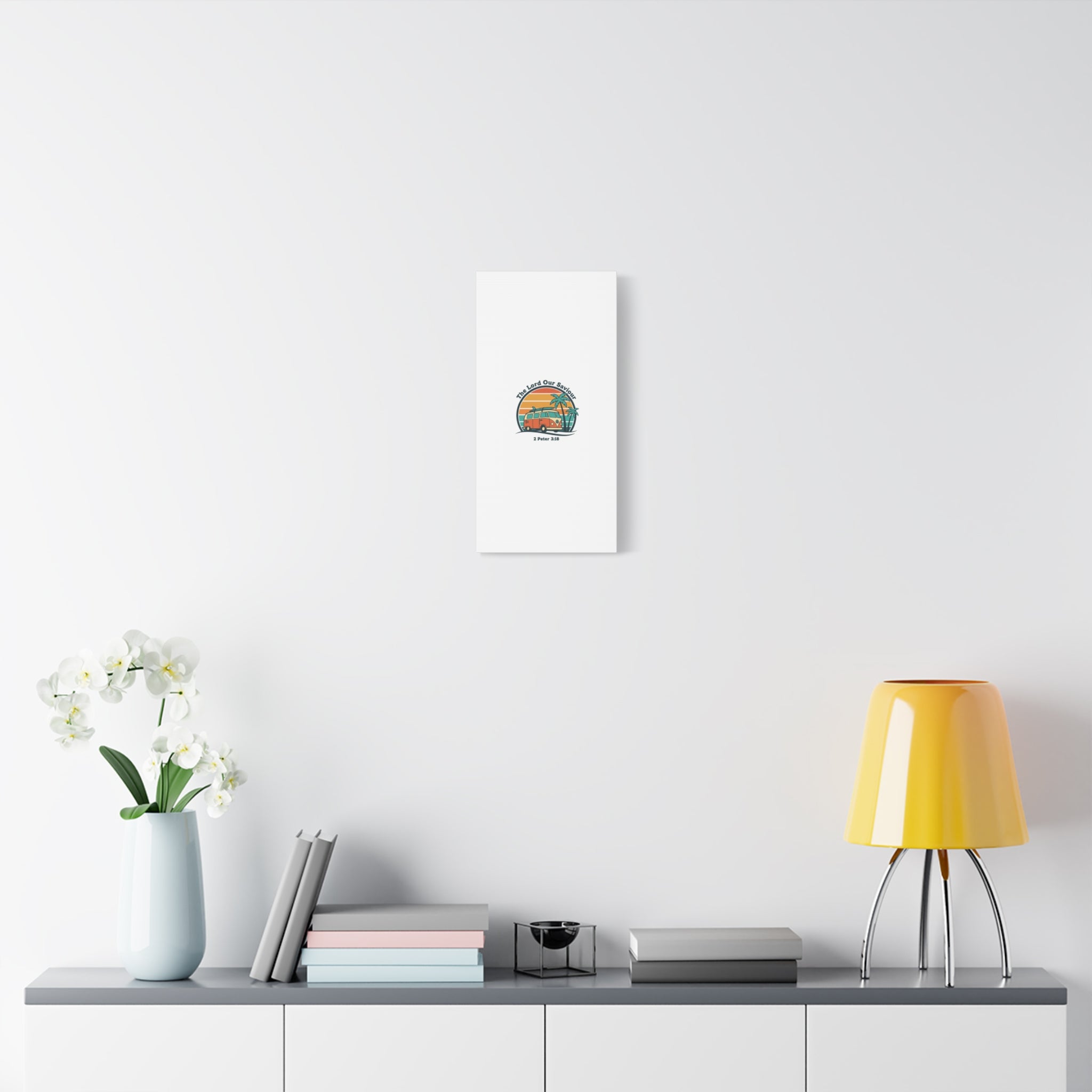 The Lord our Saviour, Retro Surf Sunset Canvas | 70s Van Palm Postcard, Analog Sunshine Aesthetic