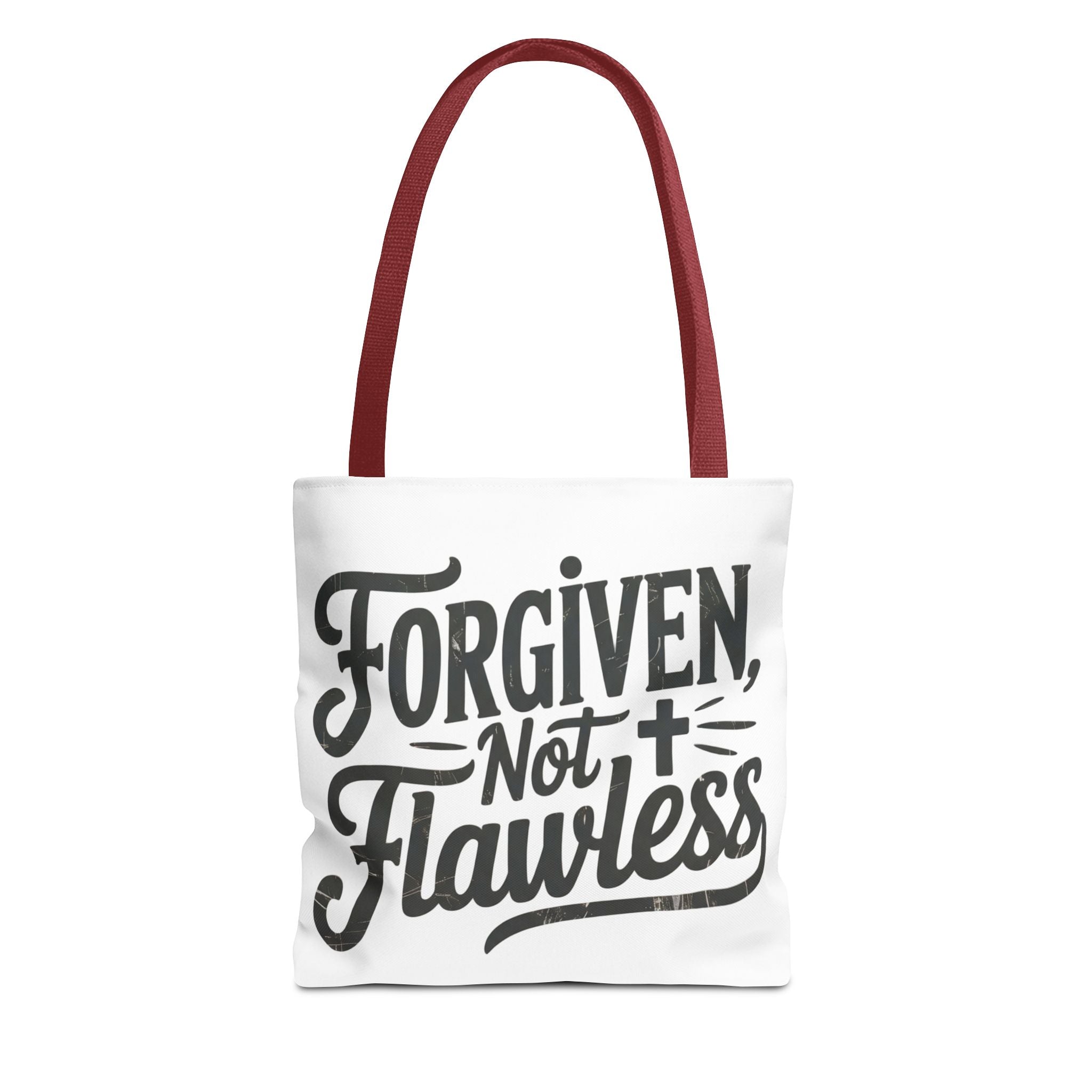 Forgiven Not Flawless Christian Tote Bag — Inspirational Scripture Quote Tote