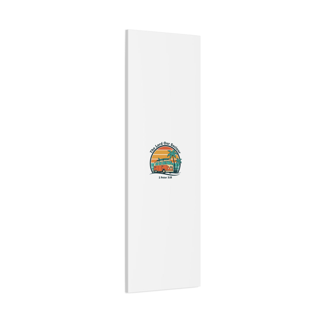 The Lord our Saviour, Retro Surf Sunset Canvas | 70s Van Palm Postcard, Analog Sunshine Aesthetic