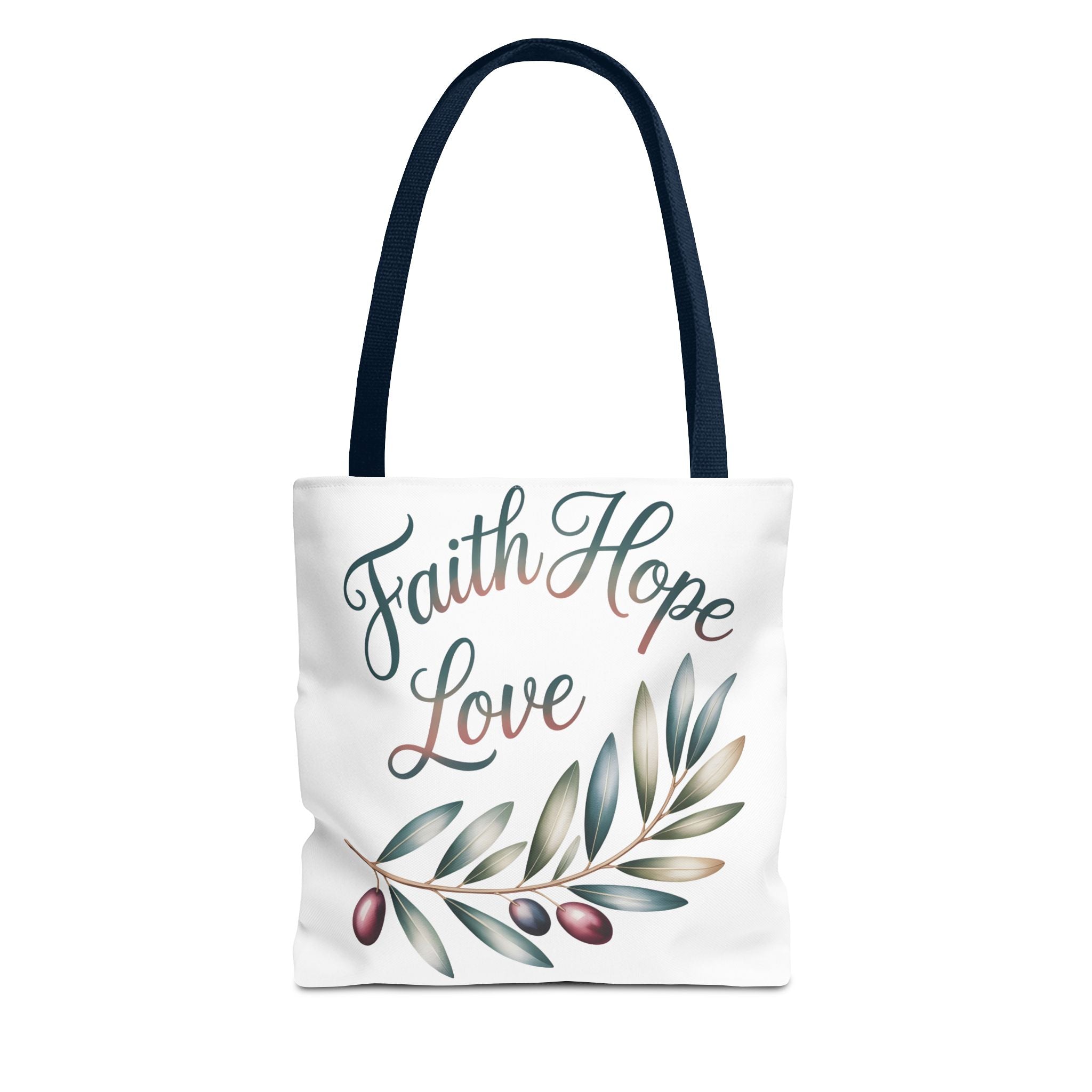 Faith Hope Love Floral Tote Bag — Inspirational Scripture Quote Canvas Carryall