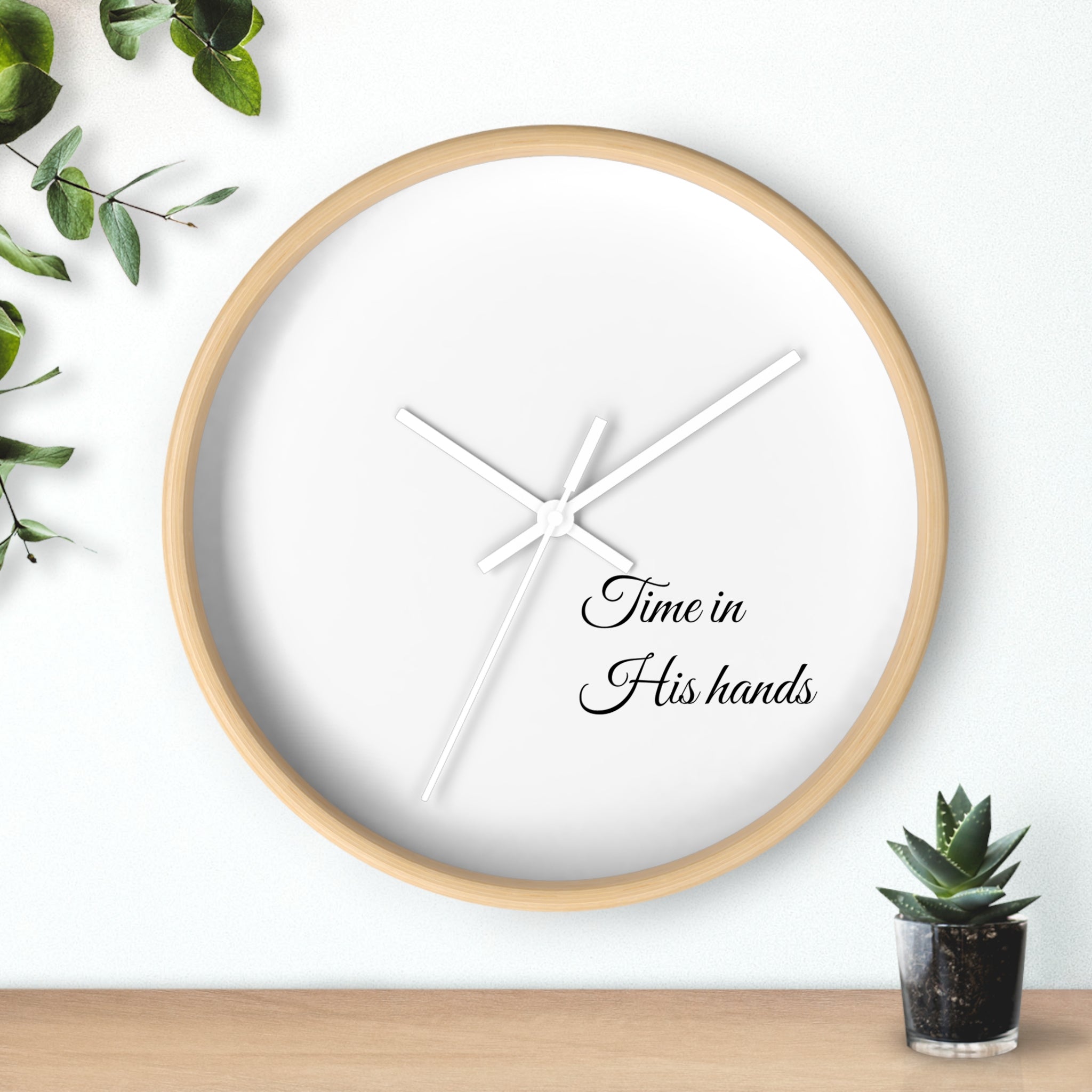 “Time in His hands” Wall Clock — Minimalist Bible Scripture Clock