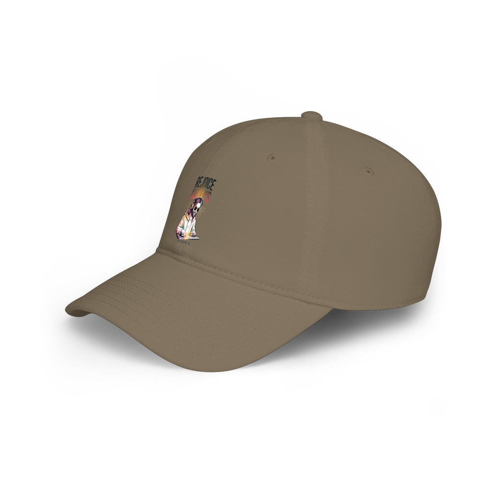 Low Profile Baseball Cap — Vintage 'Rejoice' Skull DJ Graphic Cap