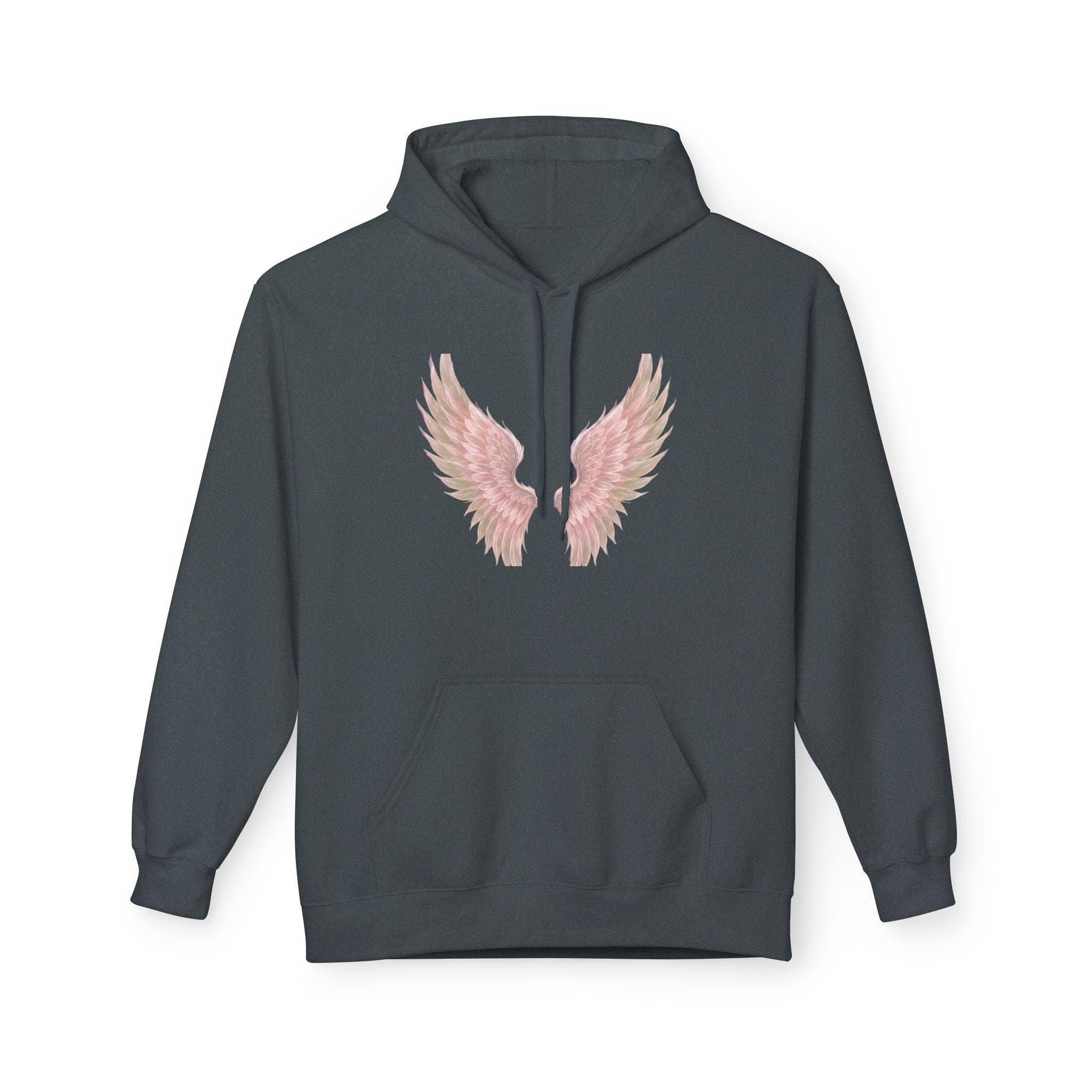 Angel Wings Hoodie — Pastel Pink Feather Graphic Pullover