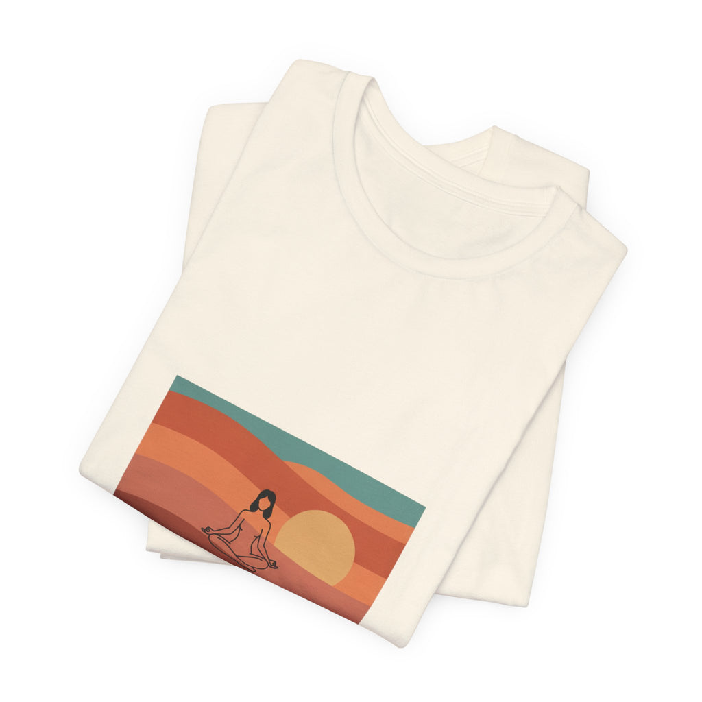 God's Creation Sunset Yoga T-Shirt — Retro Minimalist Spiritual Tee