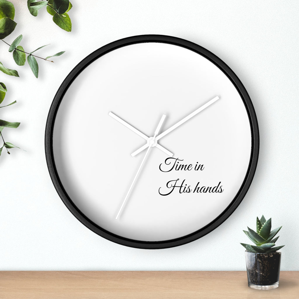 “Time in His hands” Wall Clock — Minimalist Bible Scripture Clock