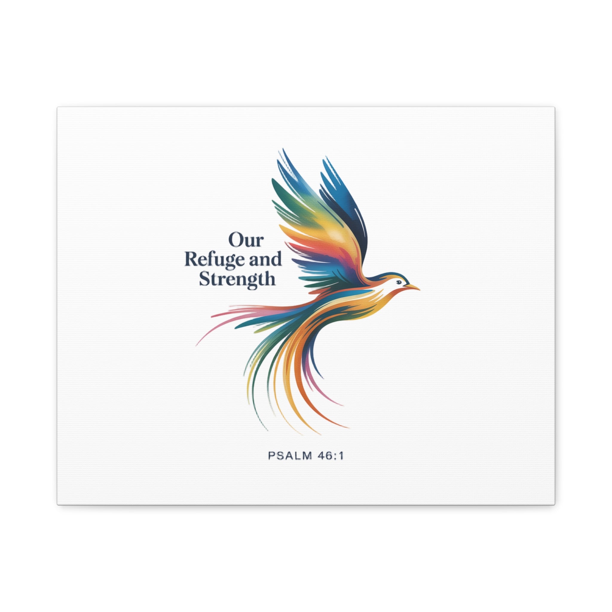 Matte Canvas Bird Wall Art — "Our Refuge & Strength" Psalm Quote