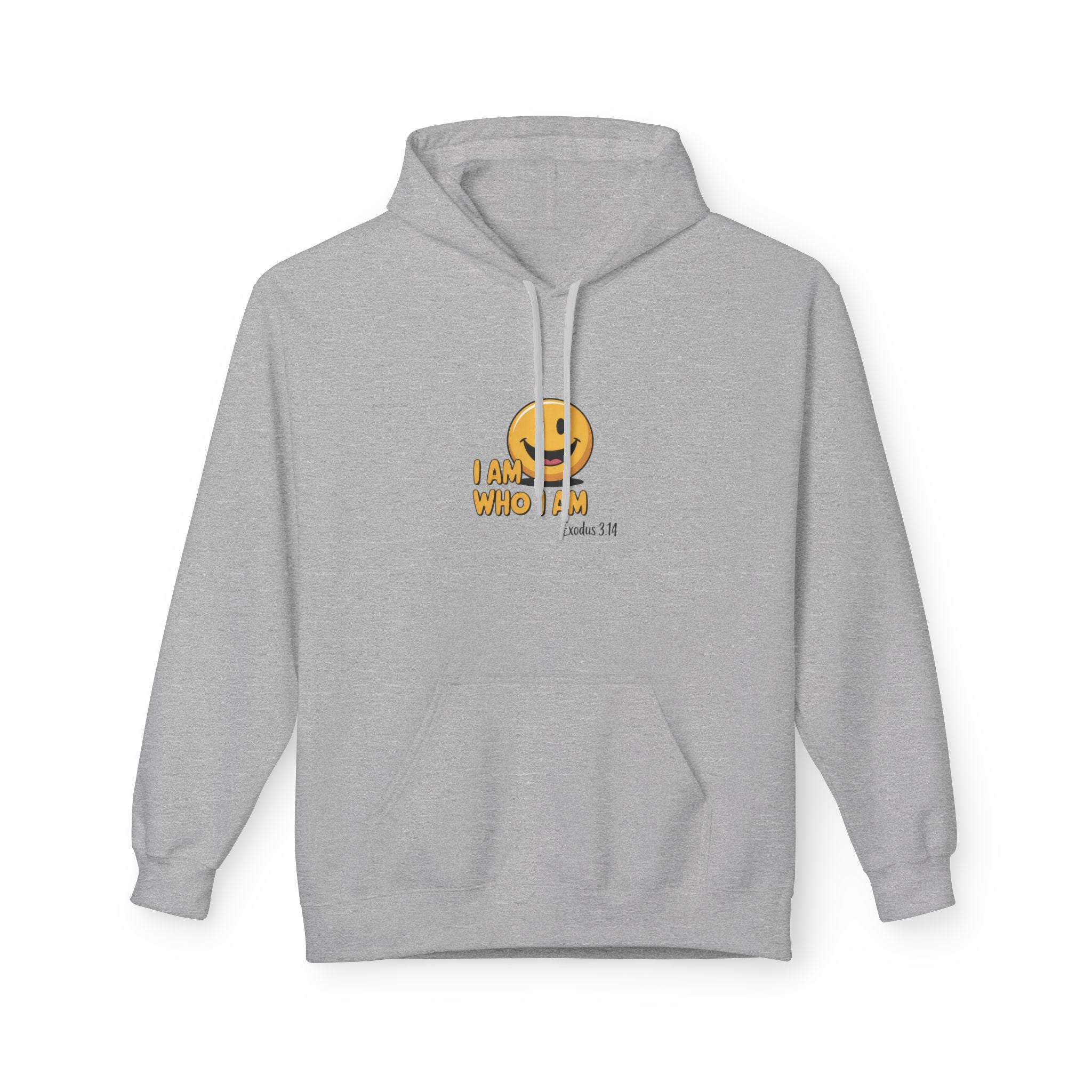Hoodie — "I Am Who I Am" Smiley Christian Faith Graphic Hoodie