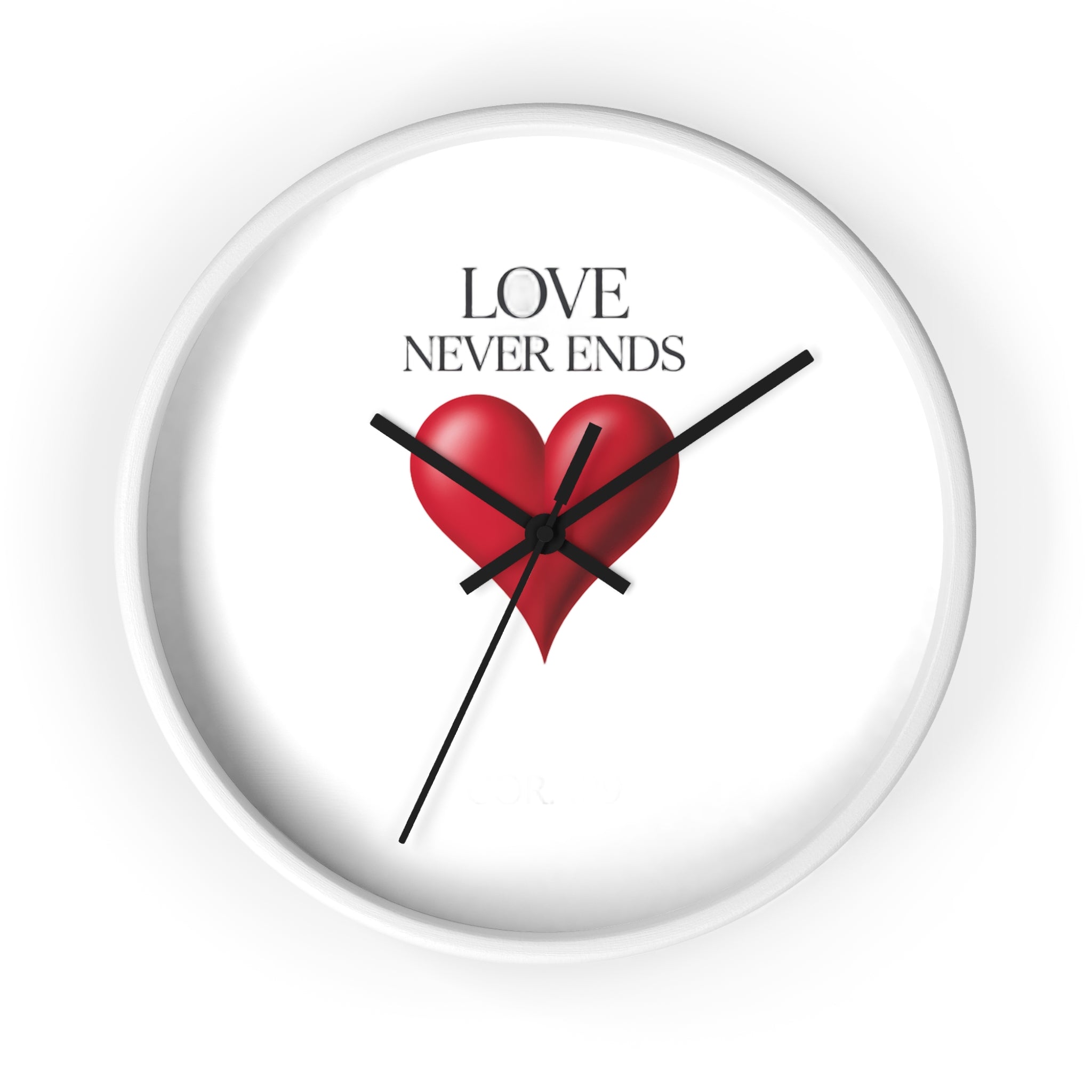 Wall Clock — "Love Never Ends" Heart Decorative Wall Clock | Romantic Home Decor, Valentine’s Day Gift