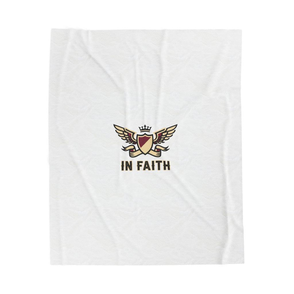 Plush Blanket — 'In Faith' Crest Velveteen Throw
