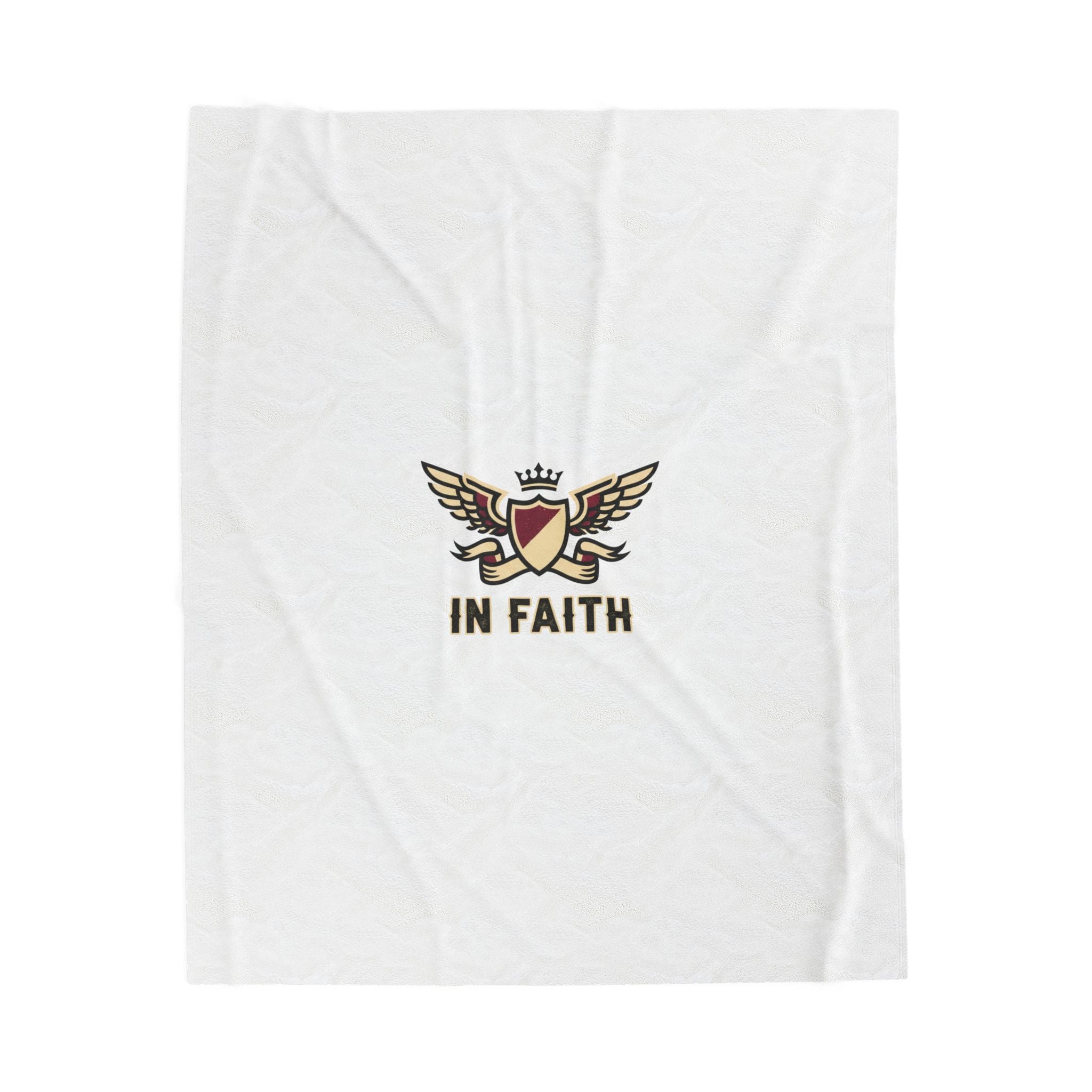 Plush Blanket — 'In Faith' Crest Velveteen Throw