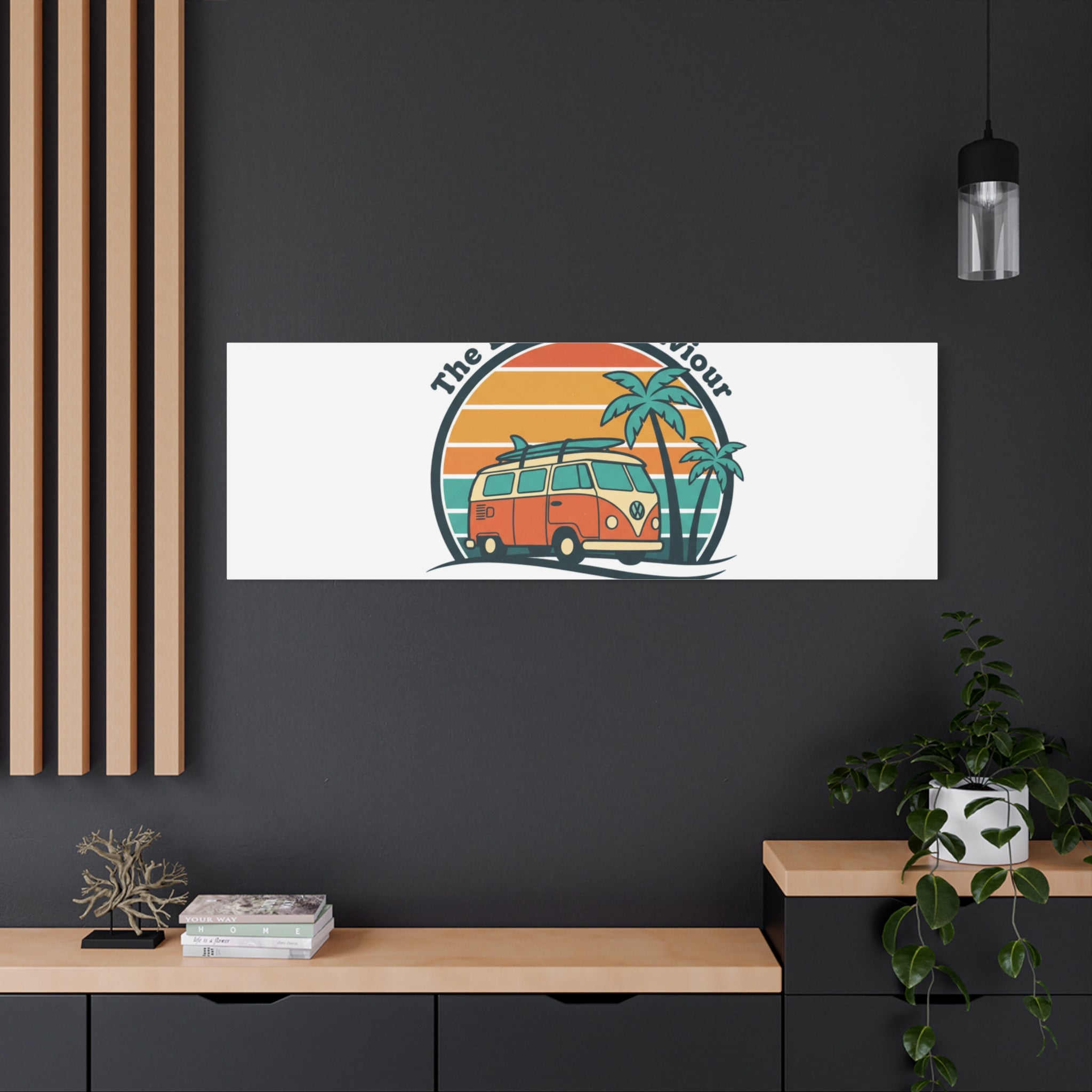 The Lord our Saviour, Retro Surf Sunset Canvas | 70s Van Palm Postcard, Analog Sunshine Aesthetic