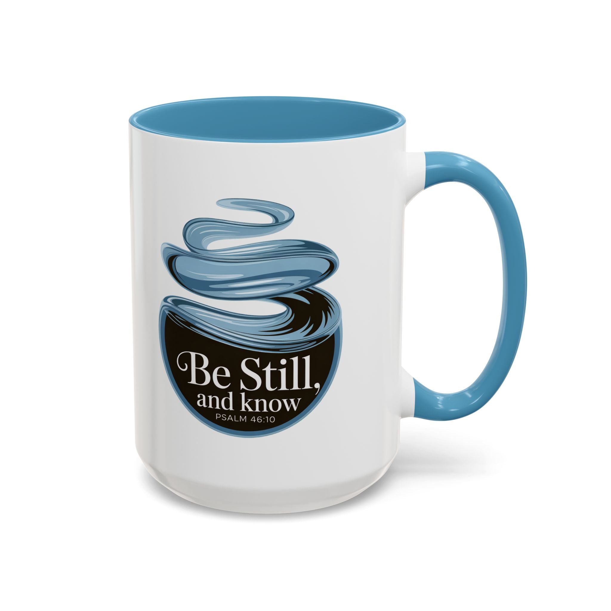 Be Still and Know Accent Coffee Mug — Minimalist Inspirational Psalm Mug (11/15oz)