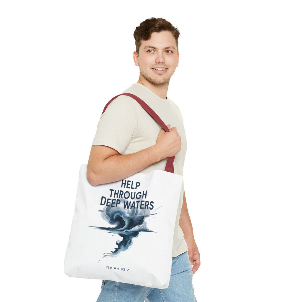 Tote — "Help Through Deep Waters" Inspirational Scripture Tote Bag (Isaiah 43:2)