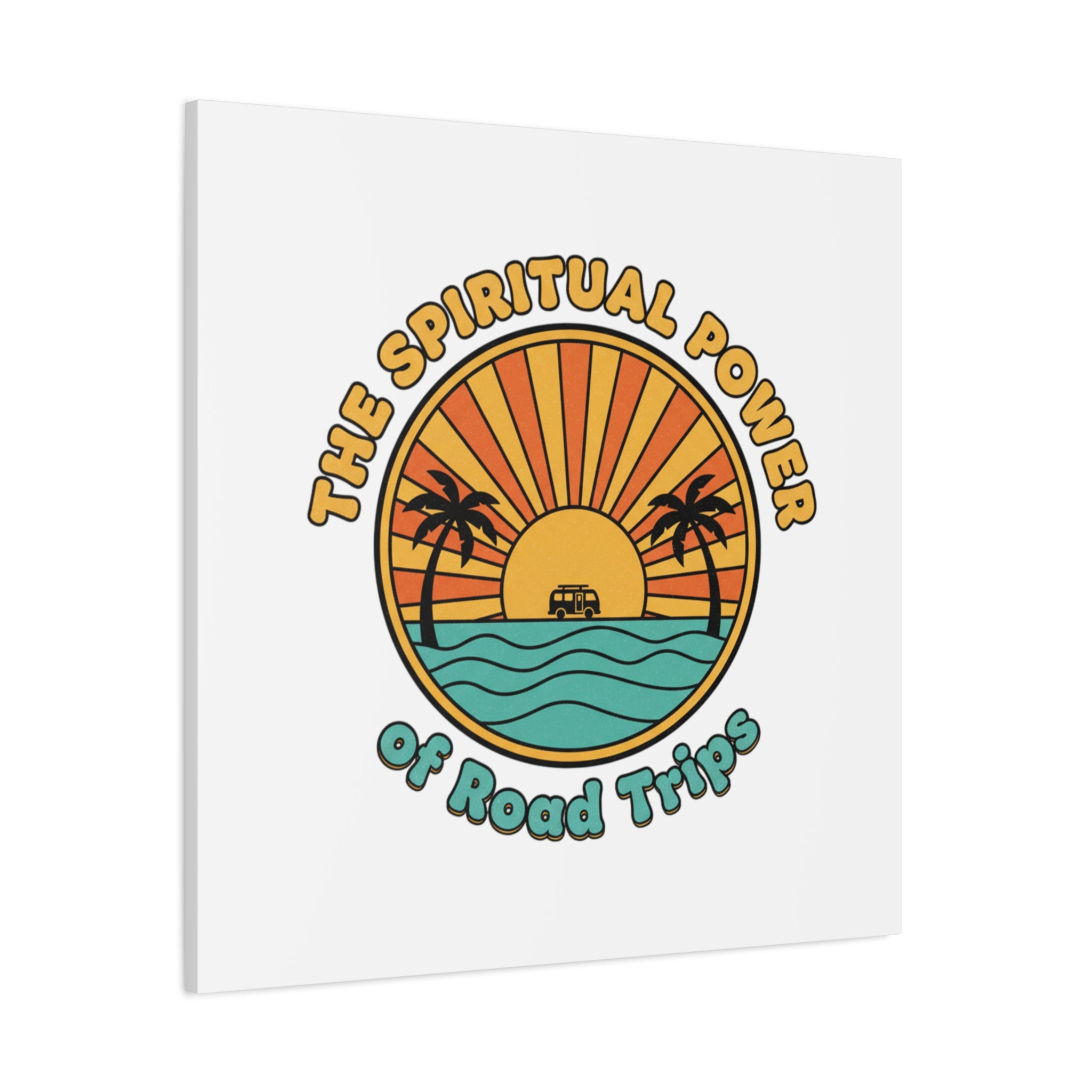 Spiritual Road Trips Canvas | 1970s Sunset Retro Palm Poster