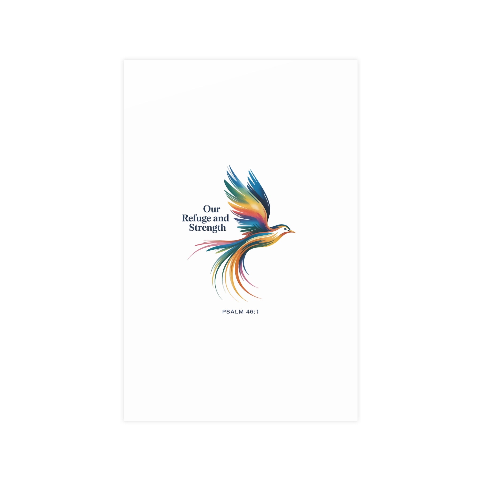 Bird Poster Wall Art — "Our Refuge & Strength" Psalm Quote