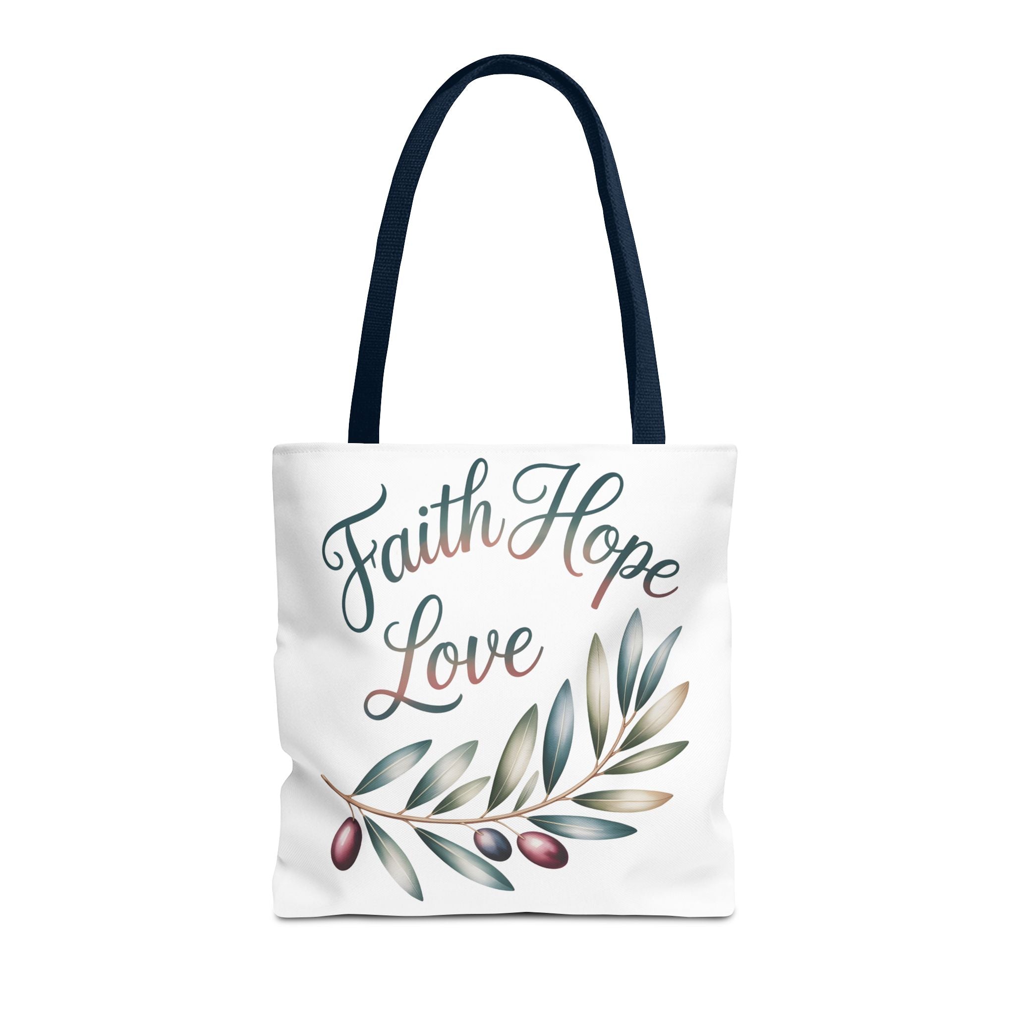 Faith Hope Love Floral Tote Bag — Inspirational Scripture Quote Canvas Carryall