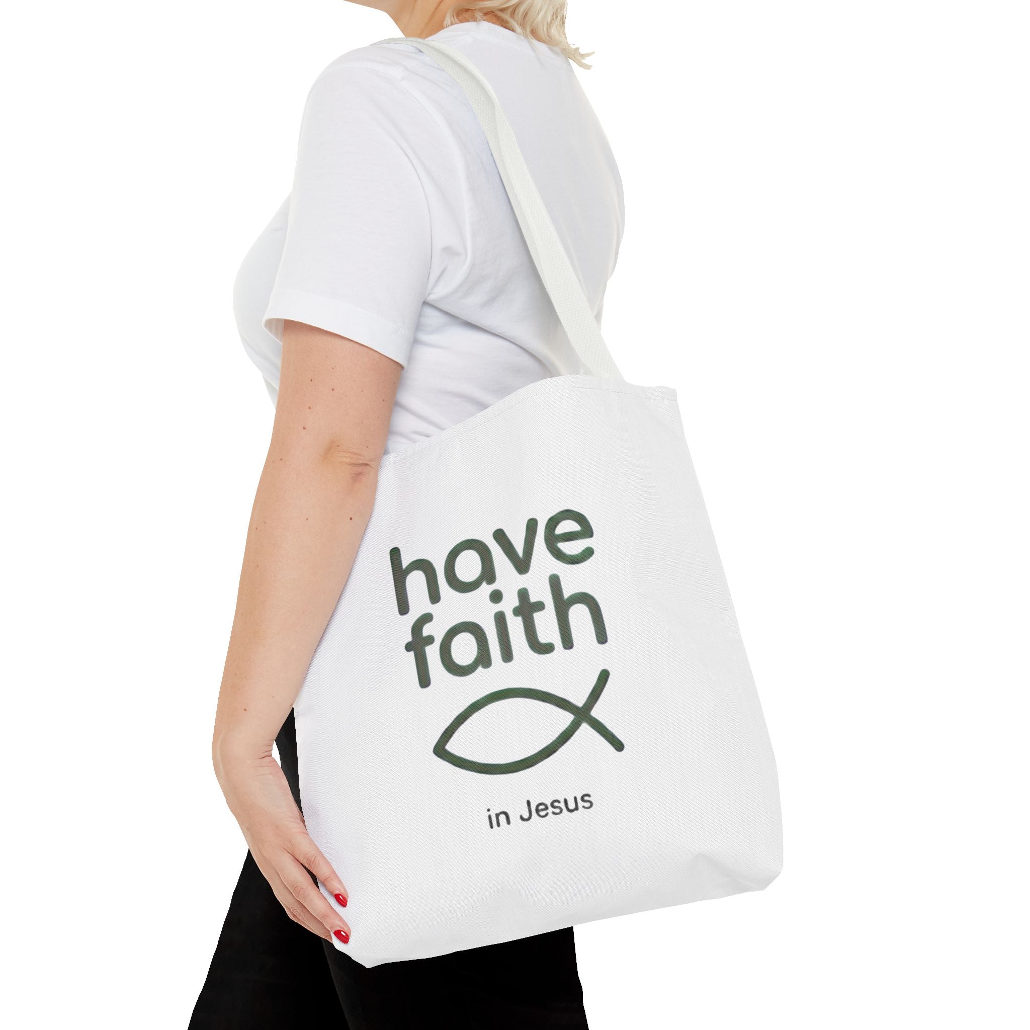 Have Faith in Jesus Tote Bag — Christian Fish Symbol Canvas Tote