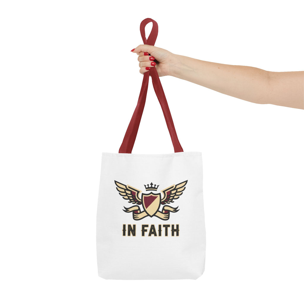 Faith Crest Tote Bag — "In Faith" Winged Shield Everyday Carry