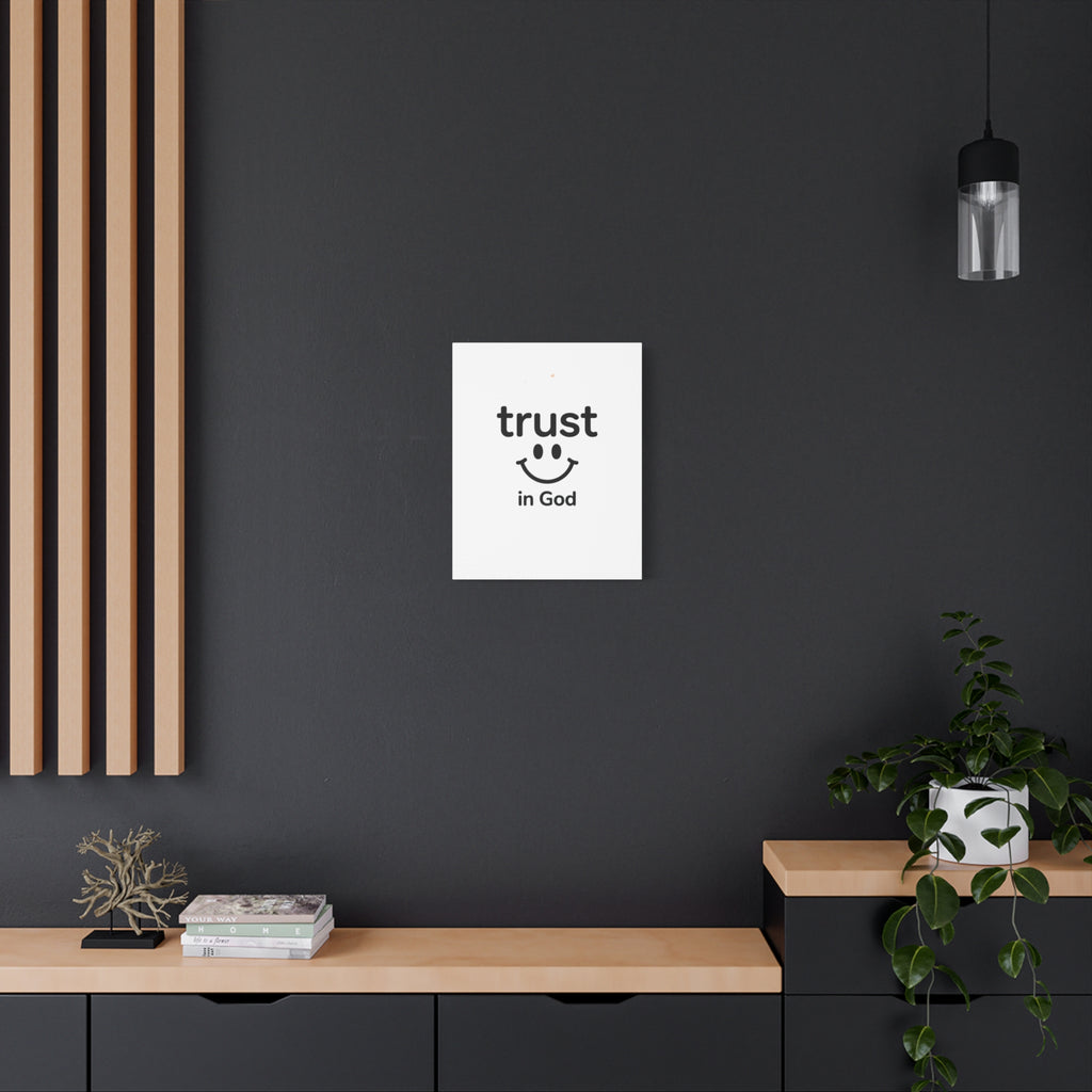 Trust in God Canvas Wall Art — Minimal Heart Quote Stretched Matte Canvas