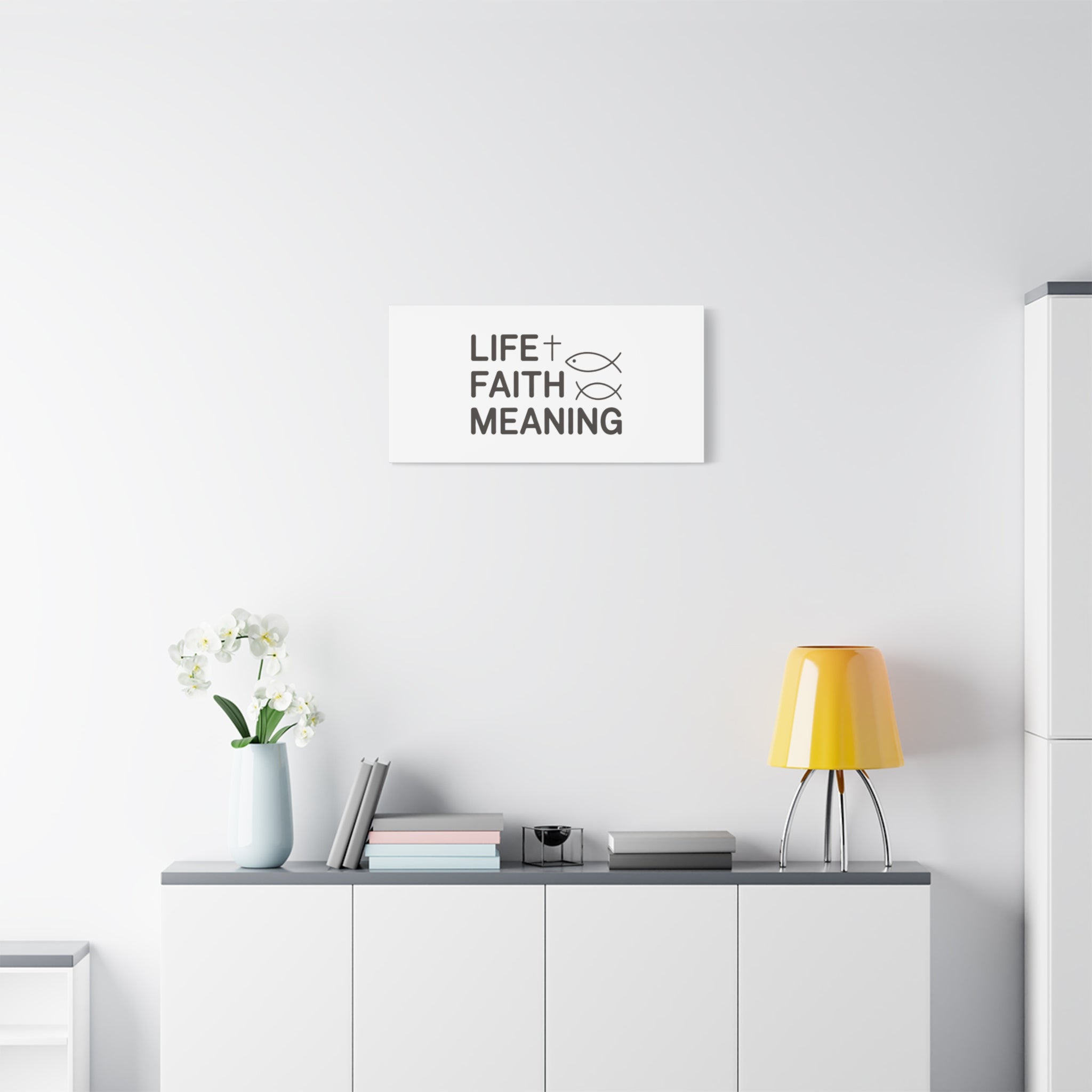 Faith Wall Canvas - "Life + Faith = Meaning" Minimal Christian Art