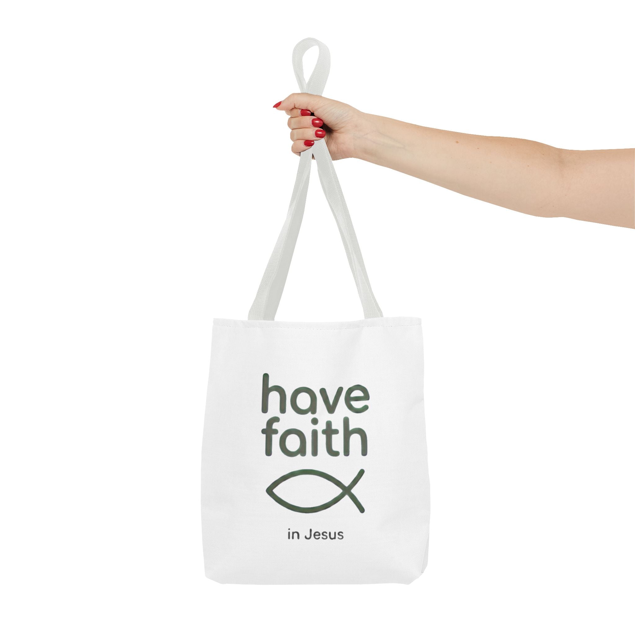 Have Faith in Jesus Tote Bag — Christian Fish Symbol Canvas Tote