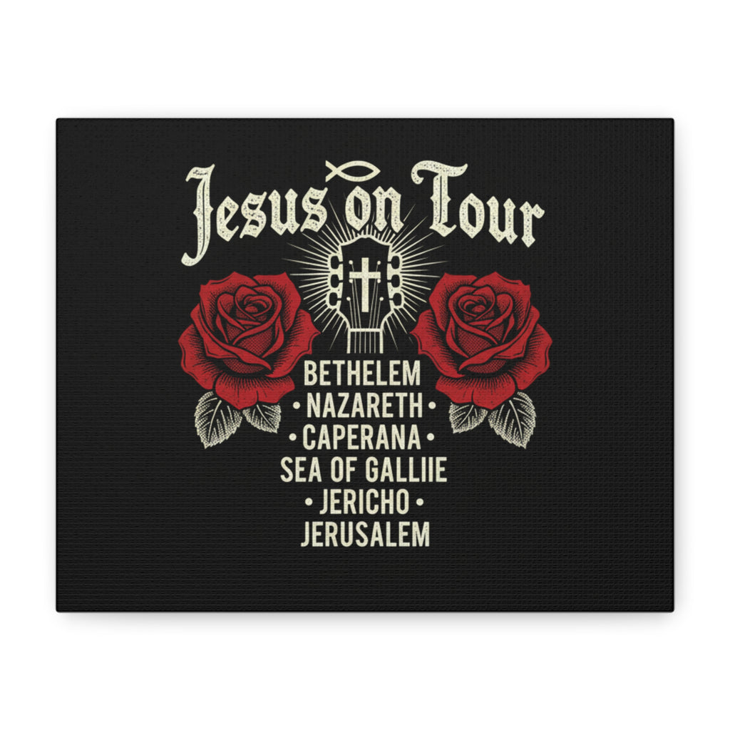 Jesus on Tour Red Roses Canvas Art — Stretched Matte Wall Decor