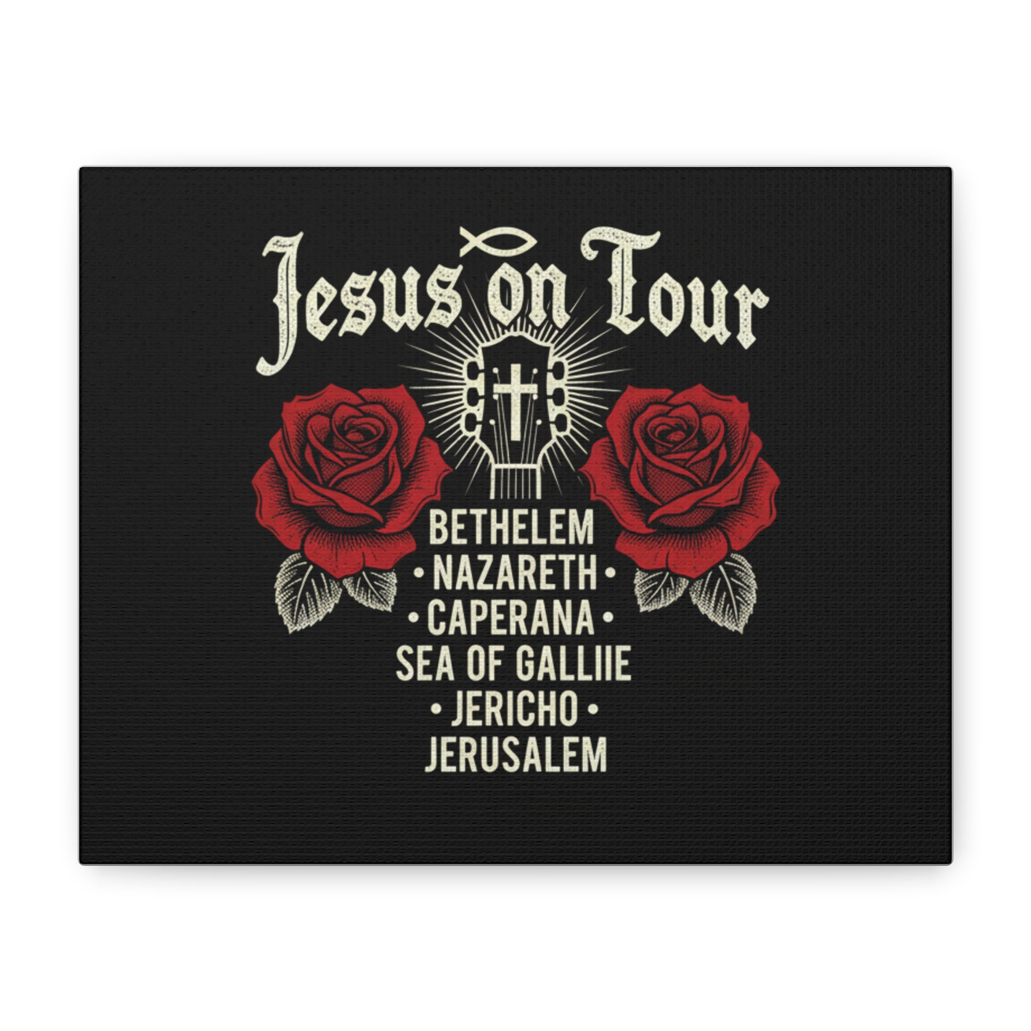 Jesus on Tour Red Roses Canvas Art — Stretched Matte Wall Decor