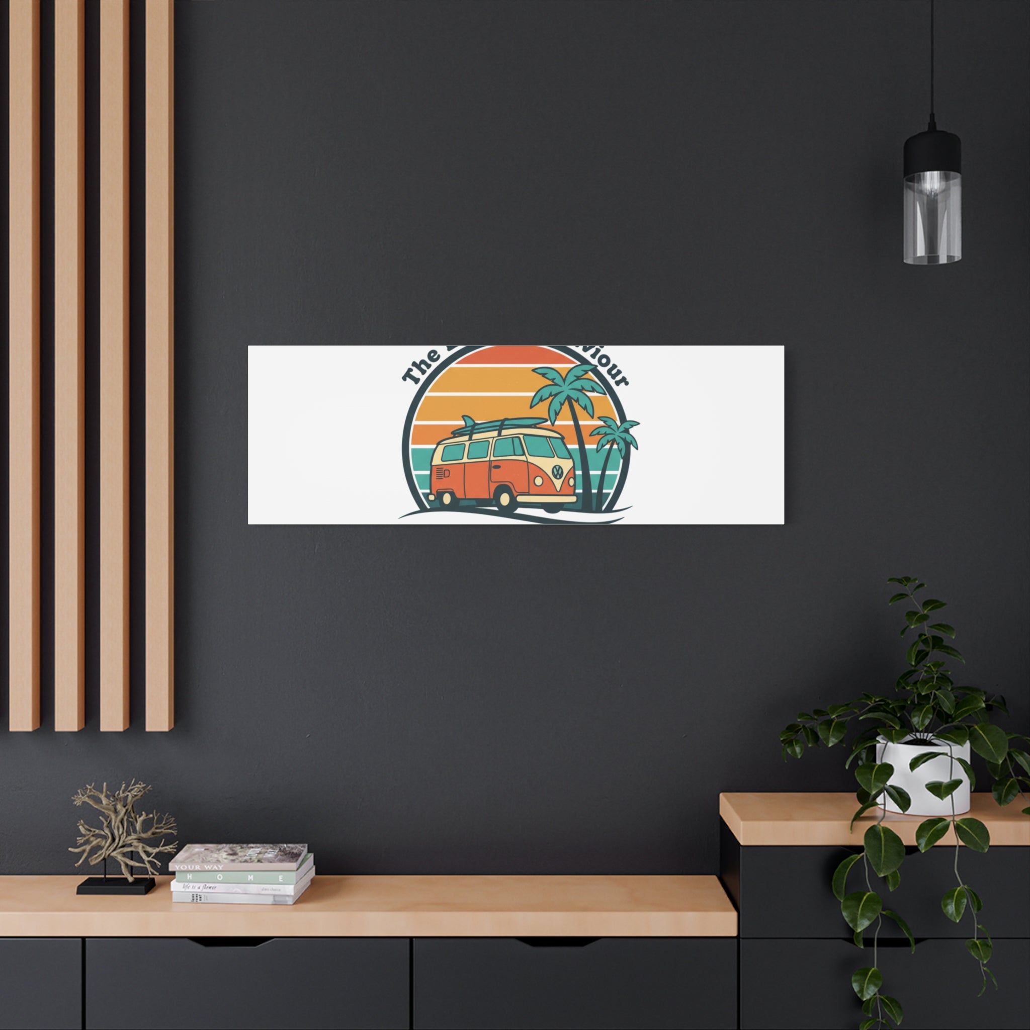 The Lord our Saviour, Retro Surf Sunset Canvas | 70s Van Palm Postcard, Analog Sunshine Aesthetic