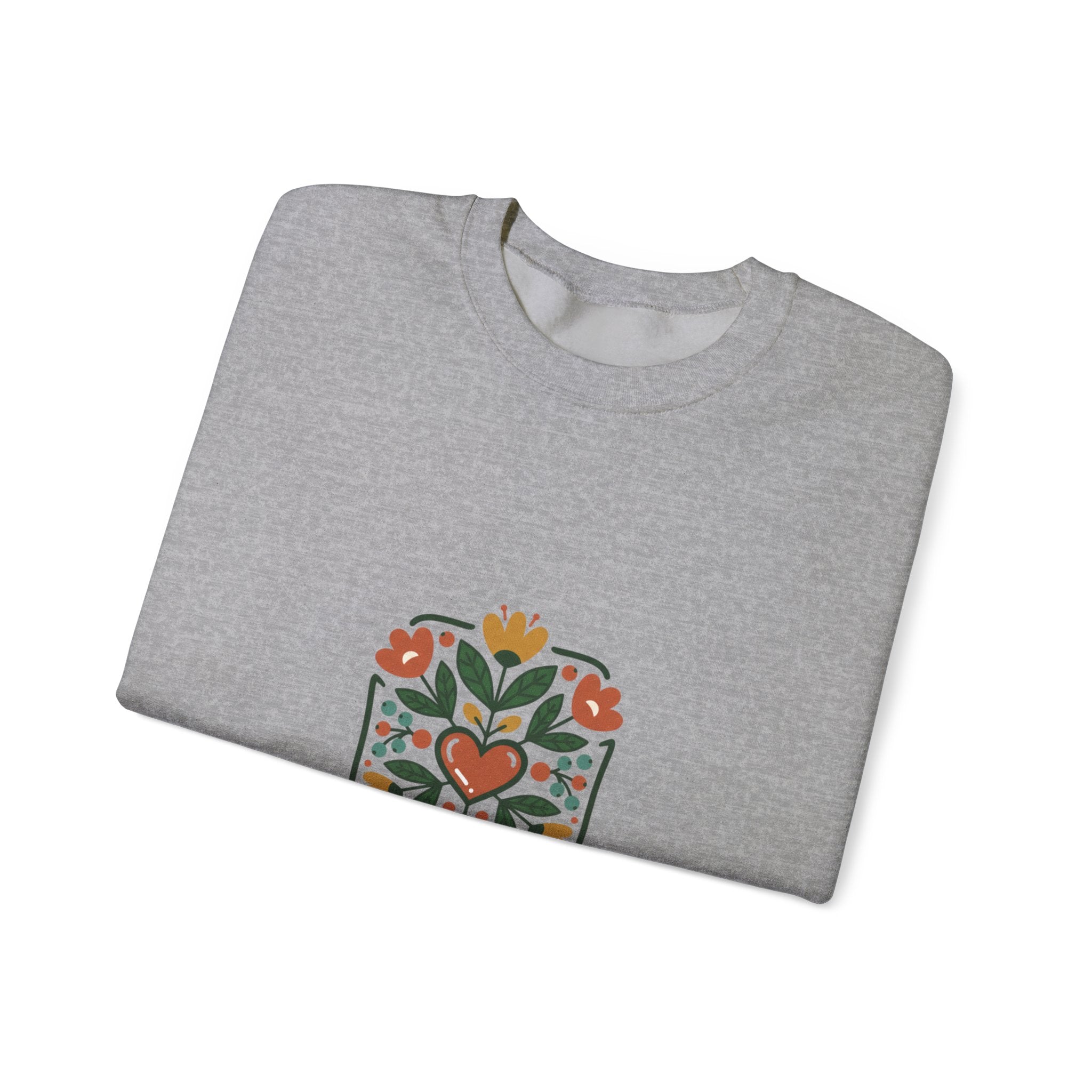 Stay Rooted Folk Botanical Sweatshirt | hand-drawn folk art print, embroidery style