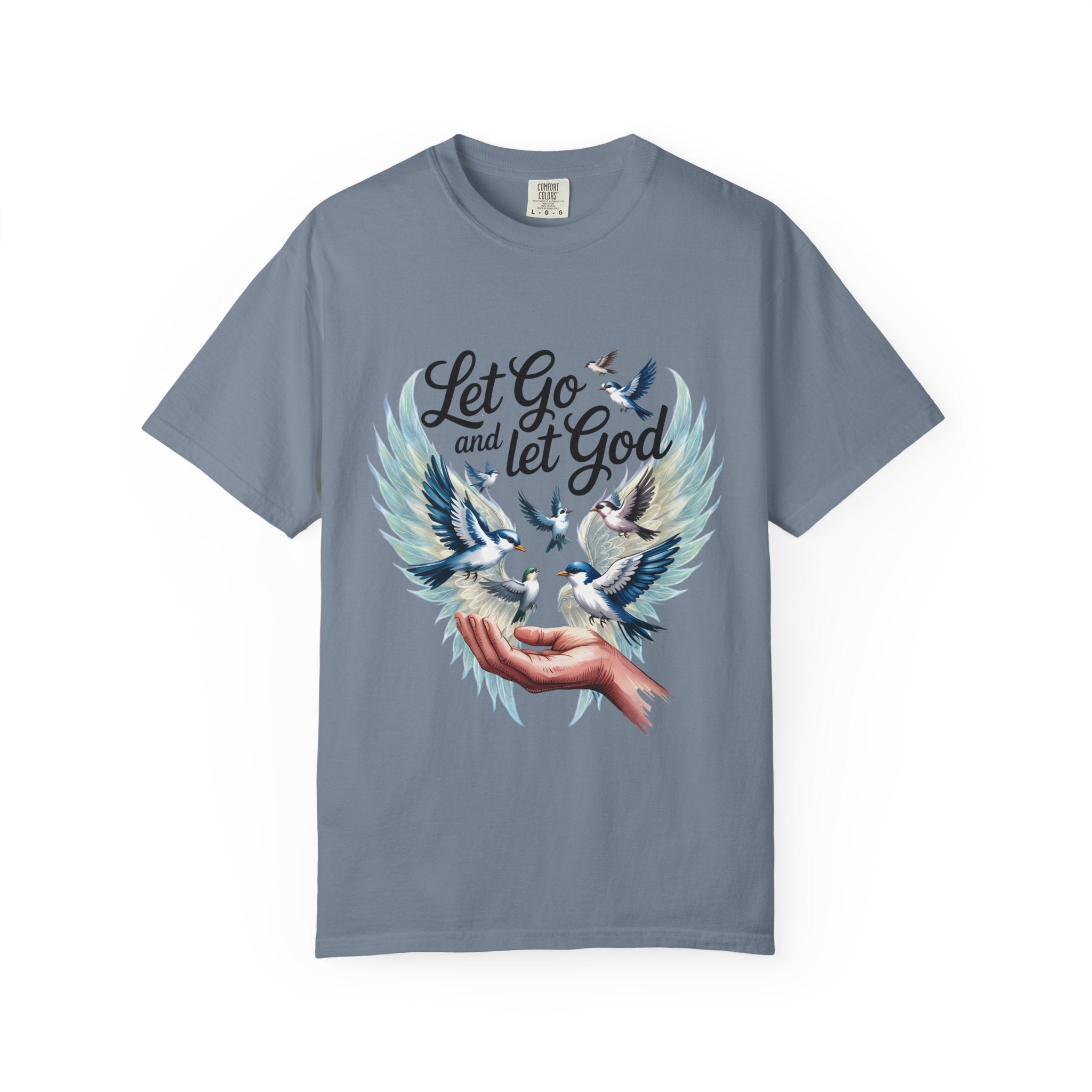Angel Wings Graphic T-Shirt — Pastel Blue Feather Back Print