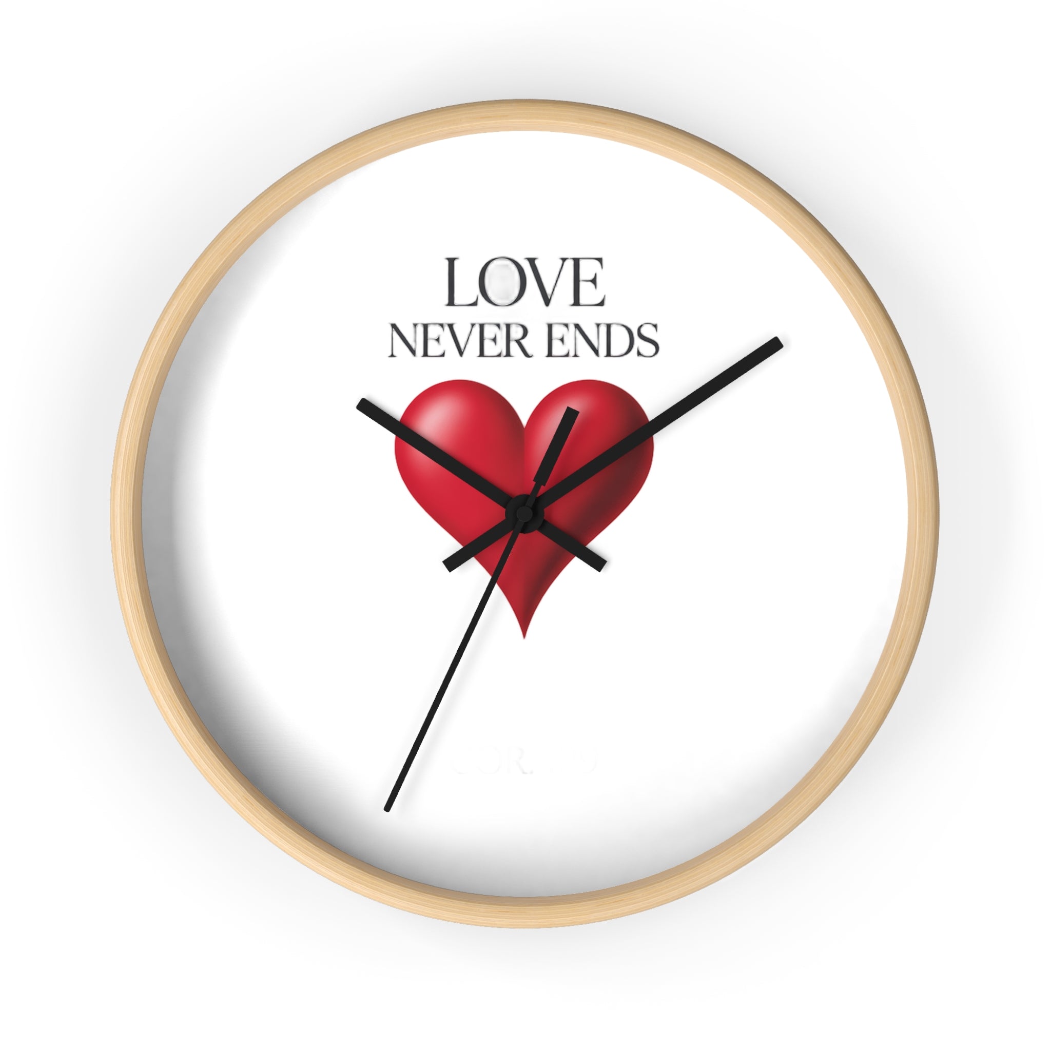 Wall Clock — "Love Never Ends" Heart Decorative Wall Clock | Romantic Home Decor, Valentine’s Day Gift