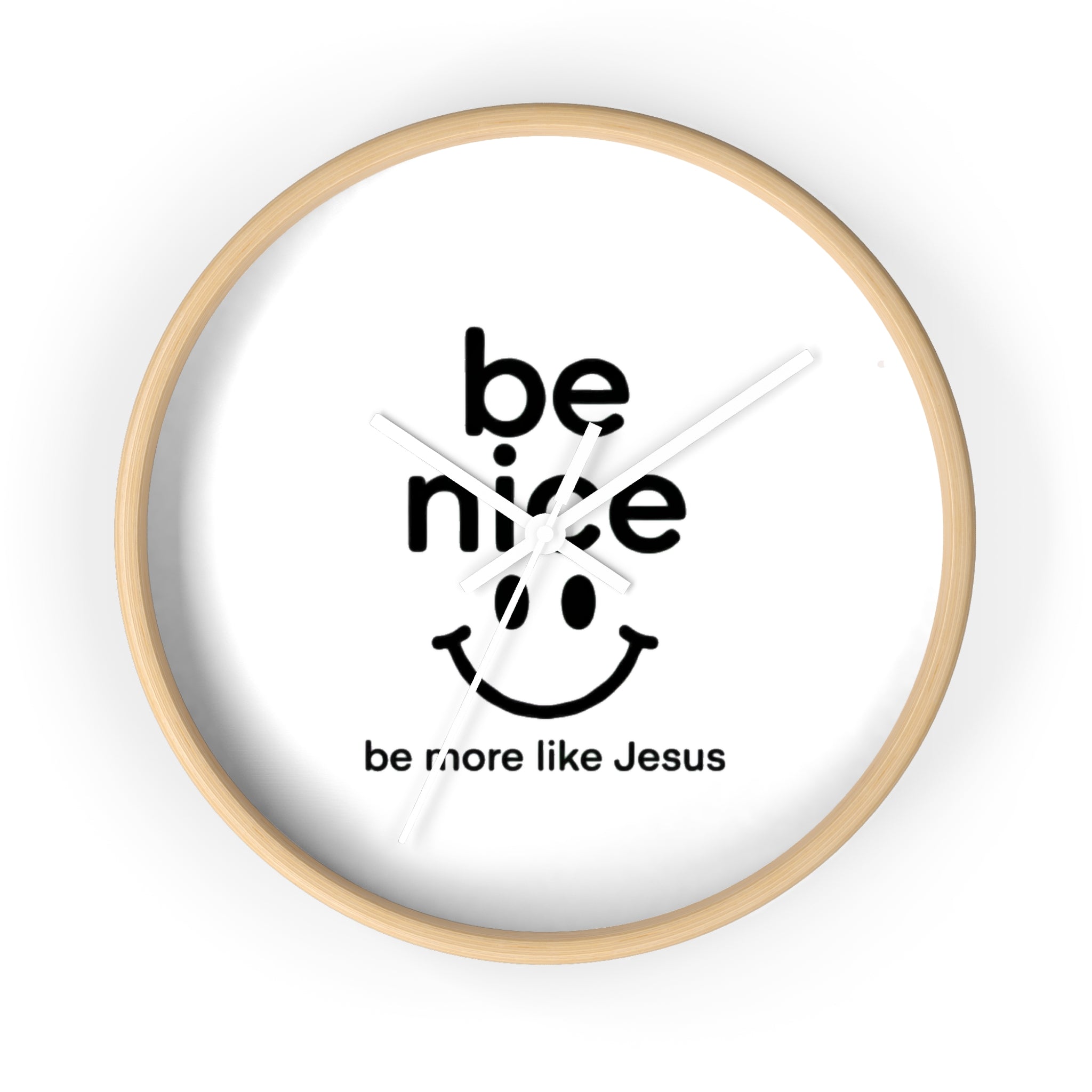 Wall Clock — “Be Nice” Christian Smiley Inspirational Wall Clock (Be More Like Jesus)