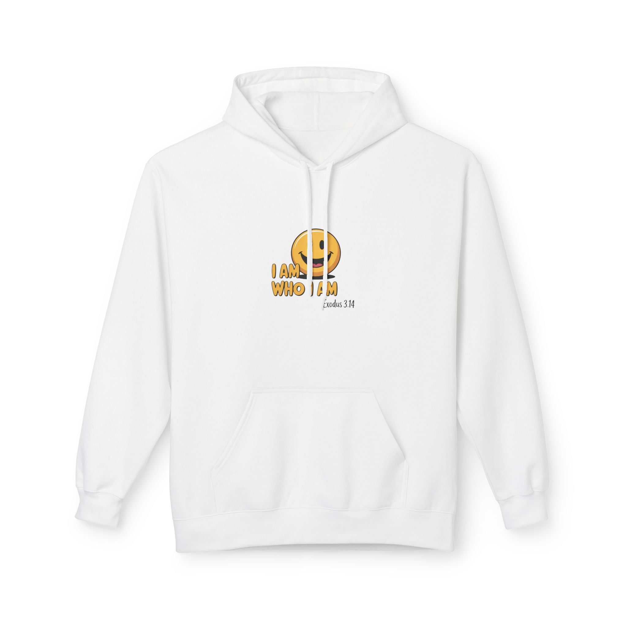 Hoodie — "I Am Who I Am" Smiley Christian Faith Graphic Hoodie