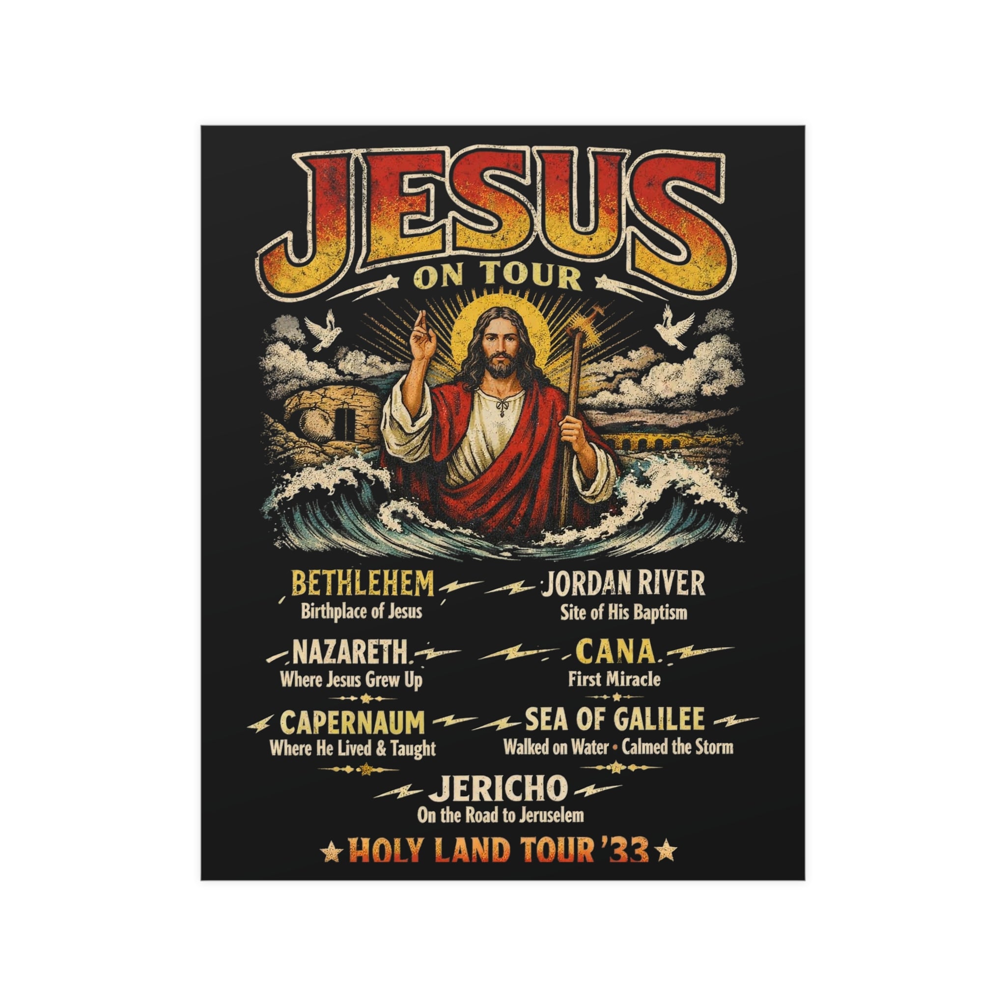 Jesus on Tour Matte Poster — Christian Map Tour Art (Places Jesus Visited)