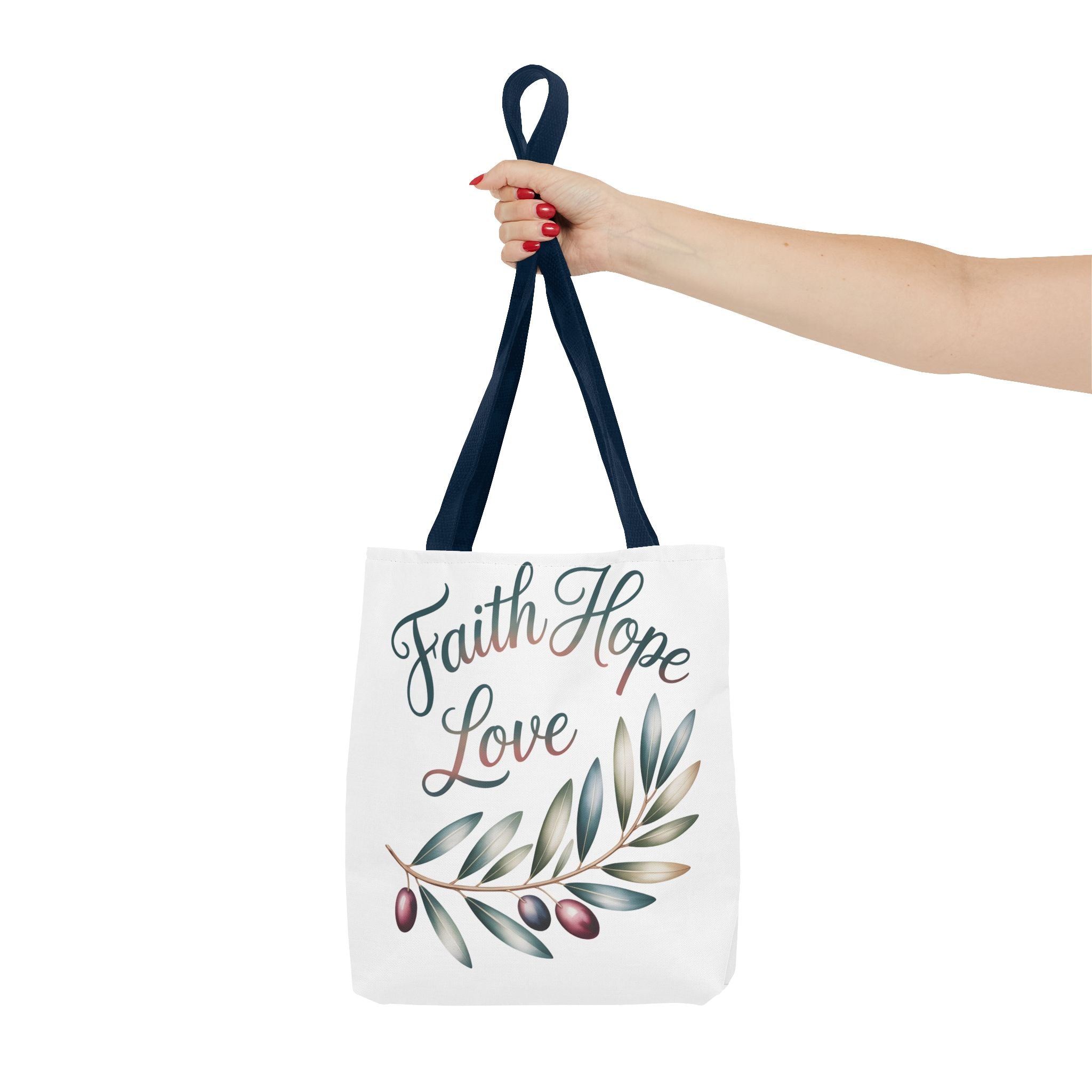 Faith Hope Love Floral Tote Bag — Inspirational Scripture Quote Canvas Carryall