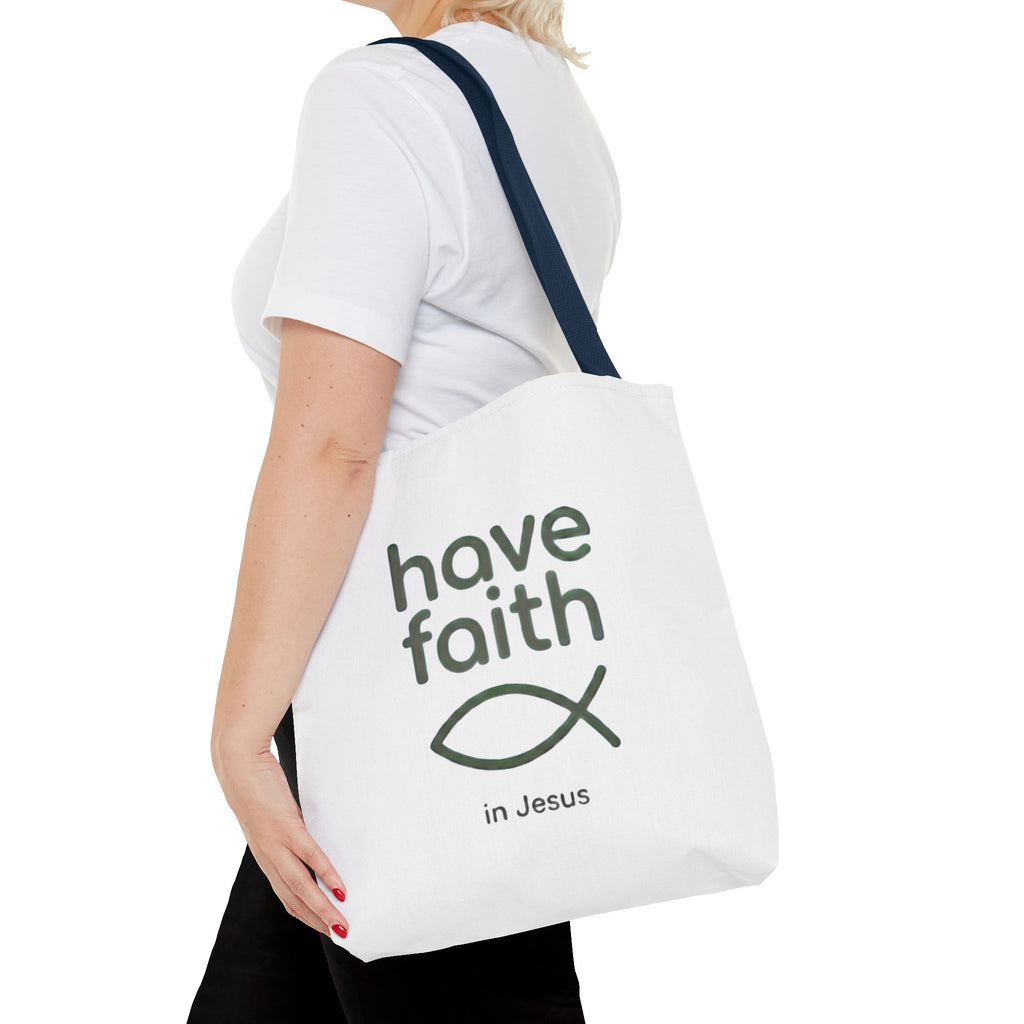 Have Faith in Jesus Tote Bag — Christian Fish Symbol Canvas Tote