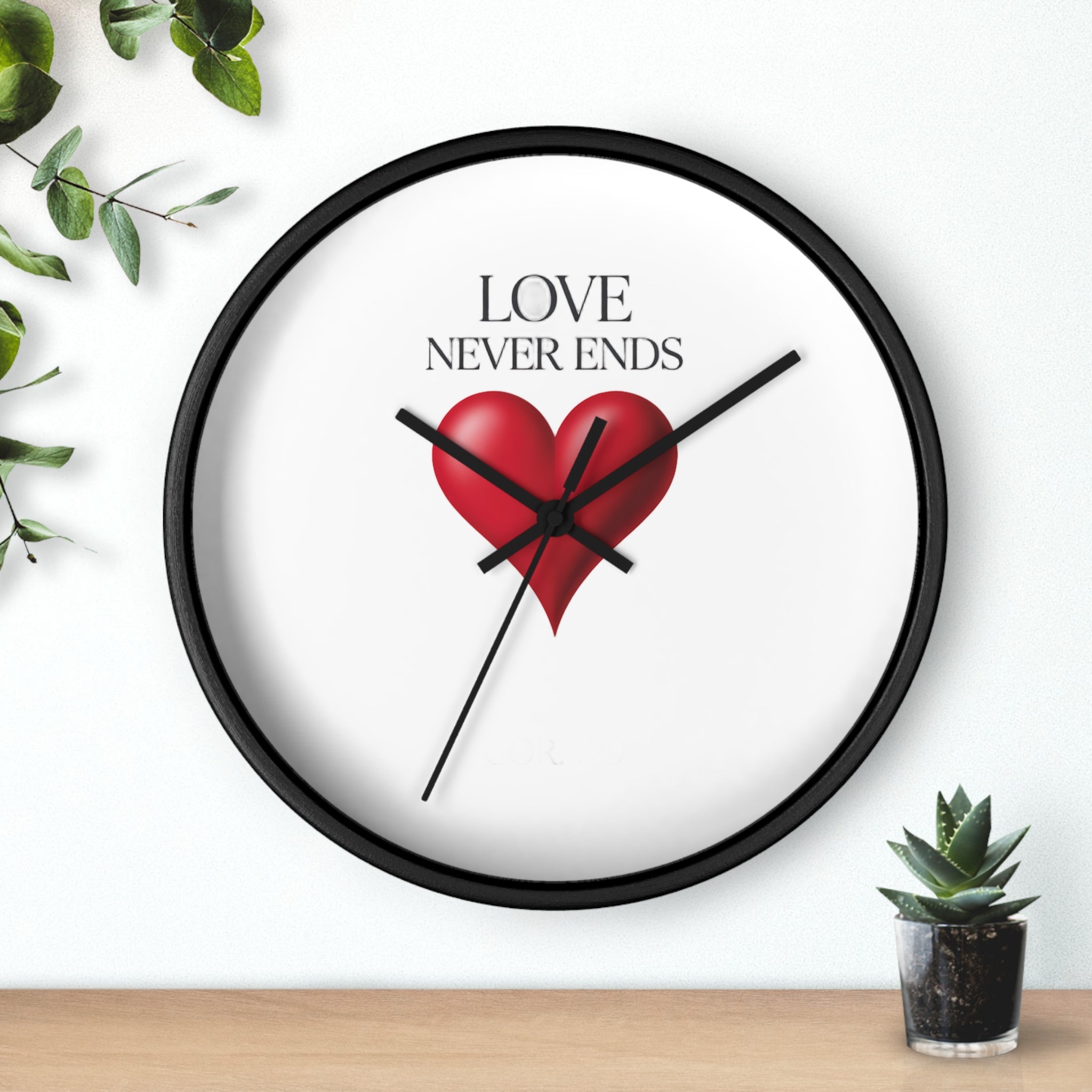 Wall Clock — "Love Never Ends" Heart Decorative Wall Clock | Romantic Home Decor, Valentine’s Day Gift