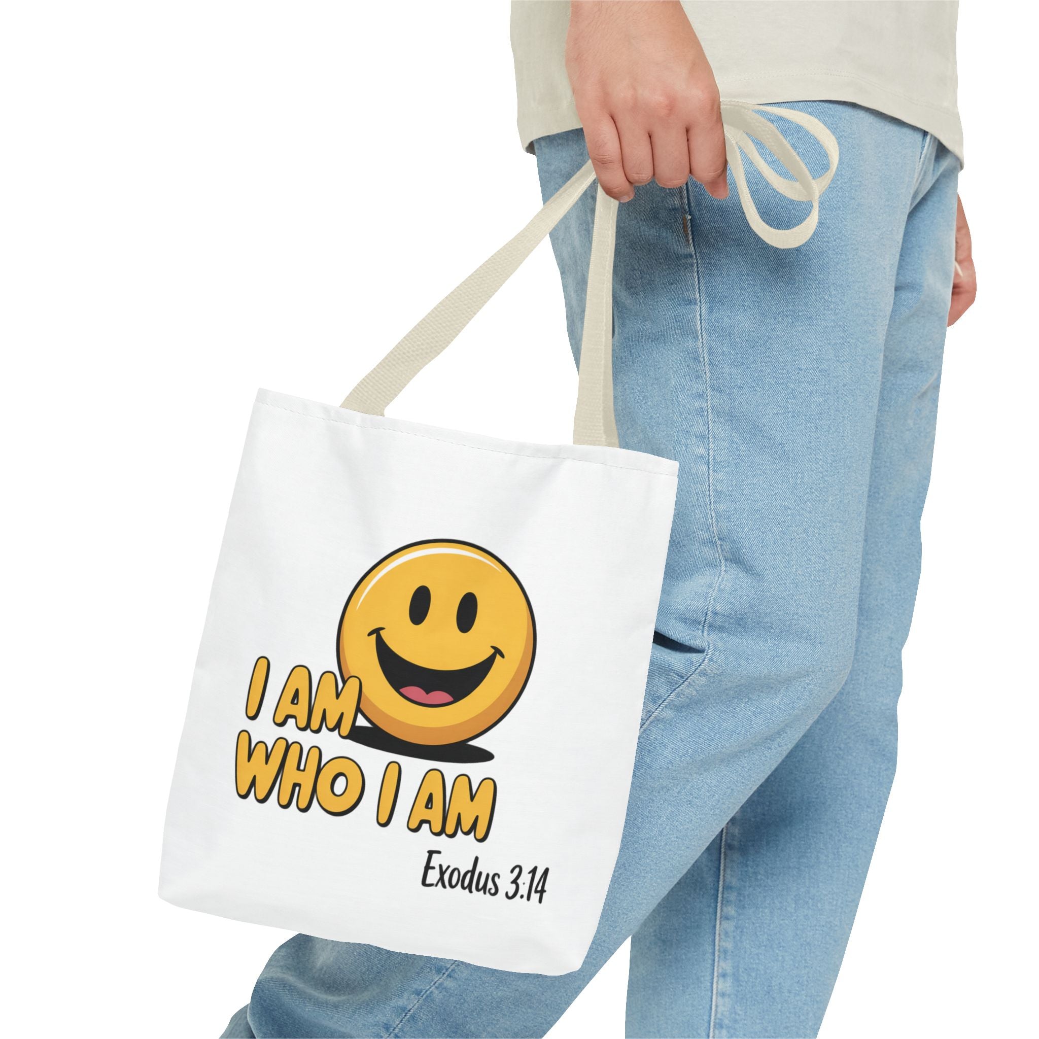 I Am Who I Am Tote Bag – Smiley Faith Design (Exodus 3:14)