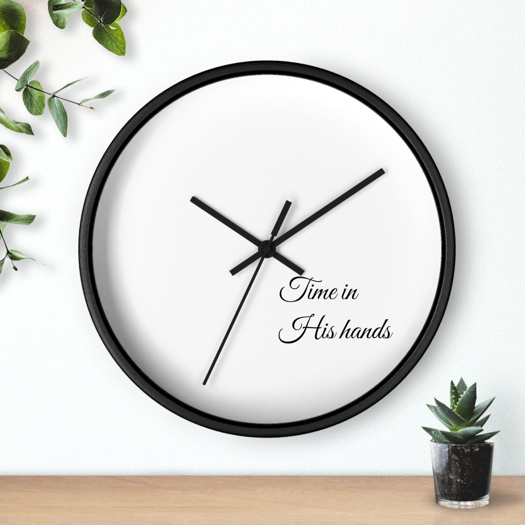 “Time in His hands” Wall Clock — Minimalist Bible Scripture Clock