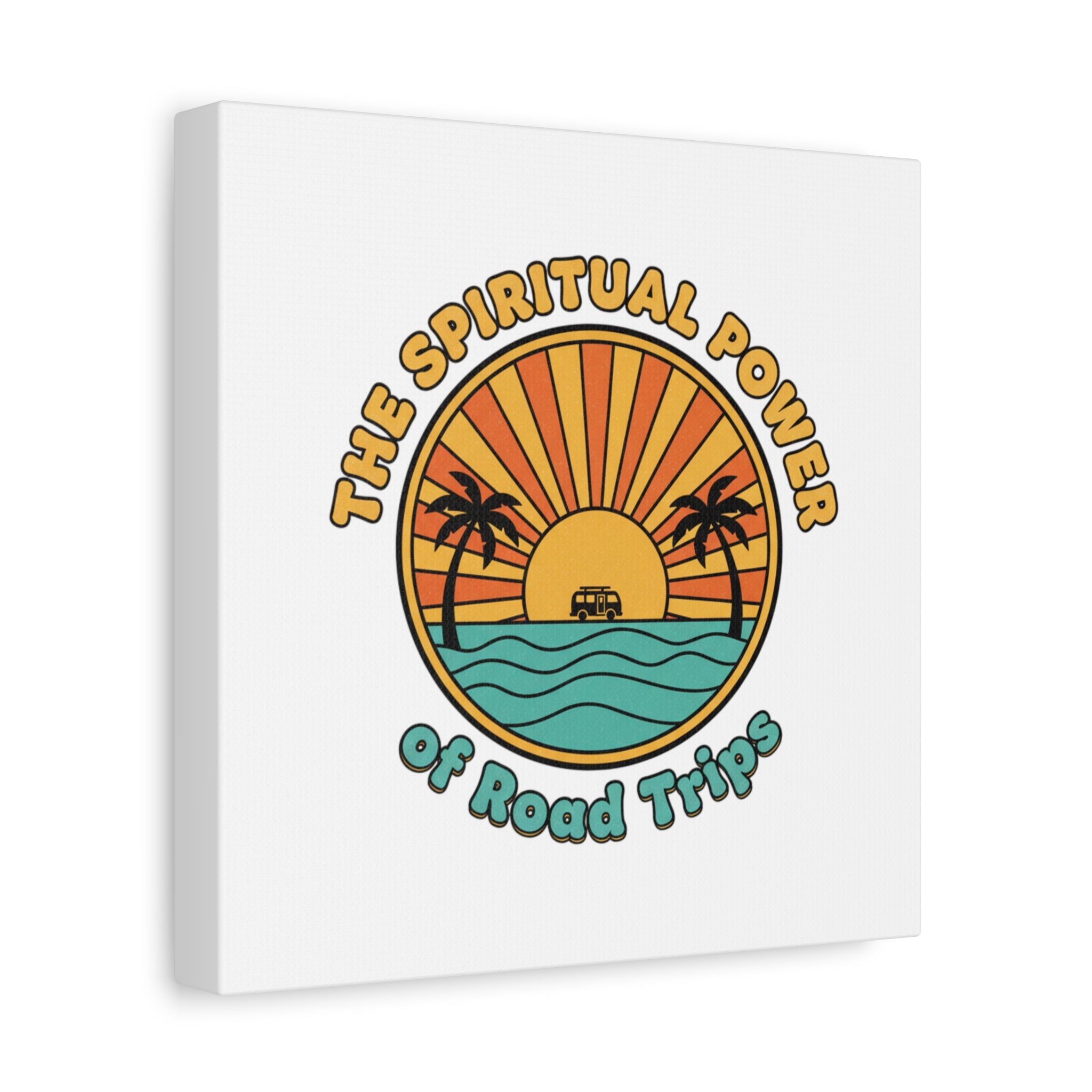 Spiritual Road Trips Canvas | 1970s Sunset Retro Palm Poster